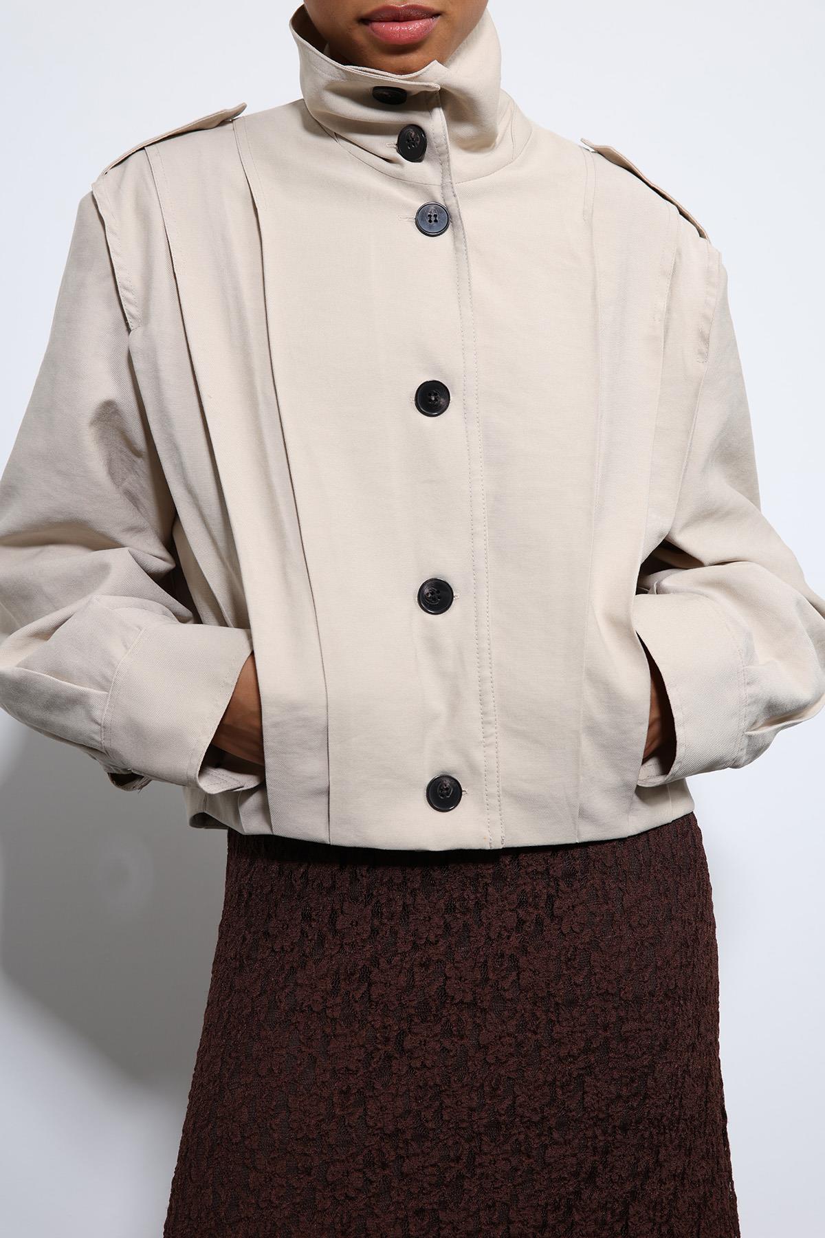 Antioch-Bej Pile Detaylı Dik Yaka Mont-Mont-6-Milagron.com