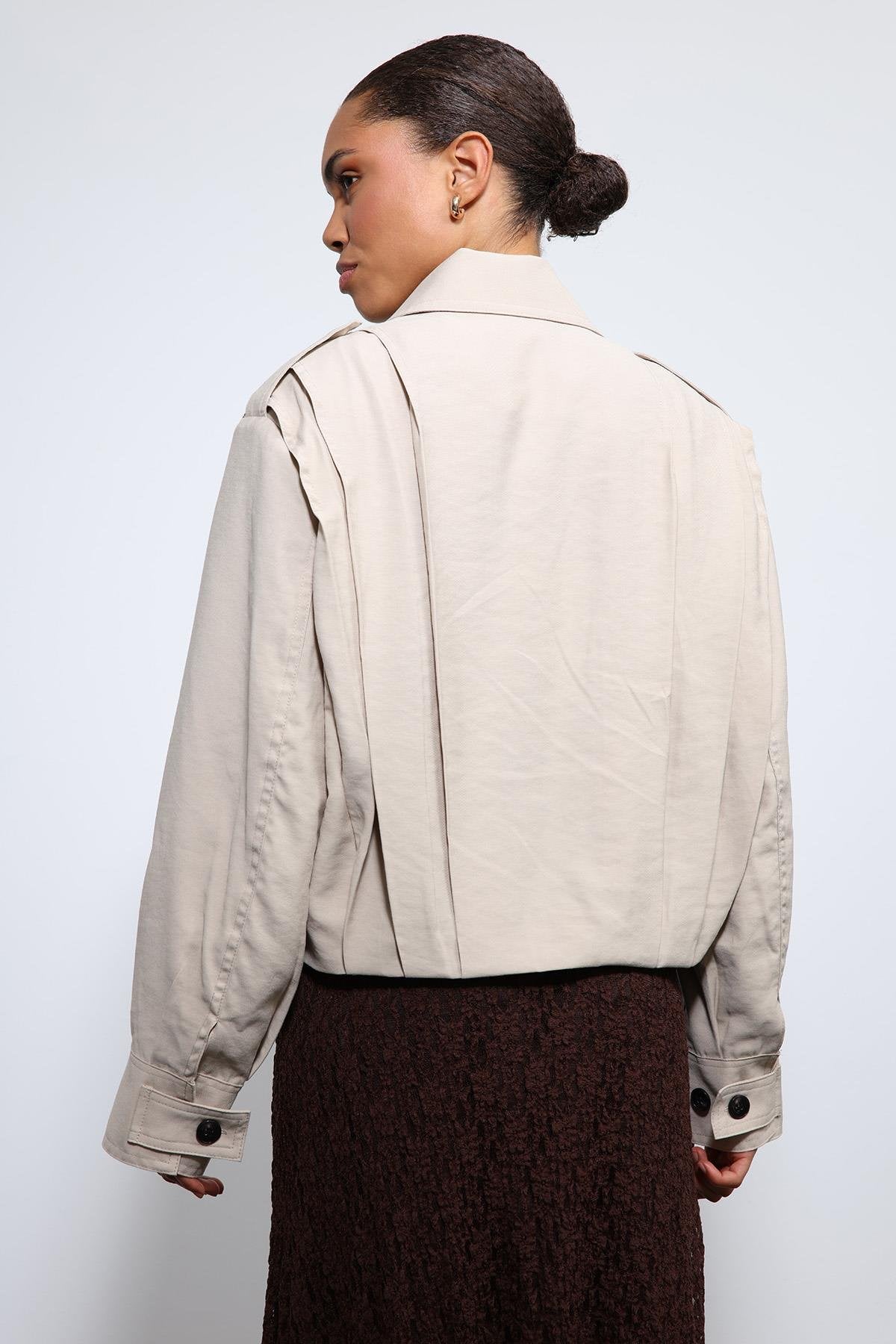 Antioch-Bej Pile Detaylı Dik Yaka Mont-Mont-7-Milagron.com