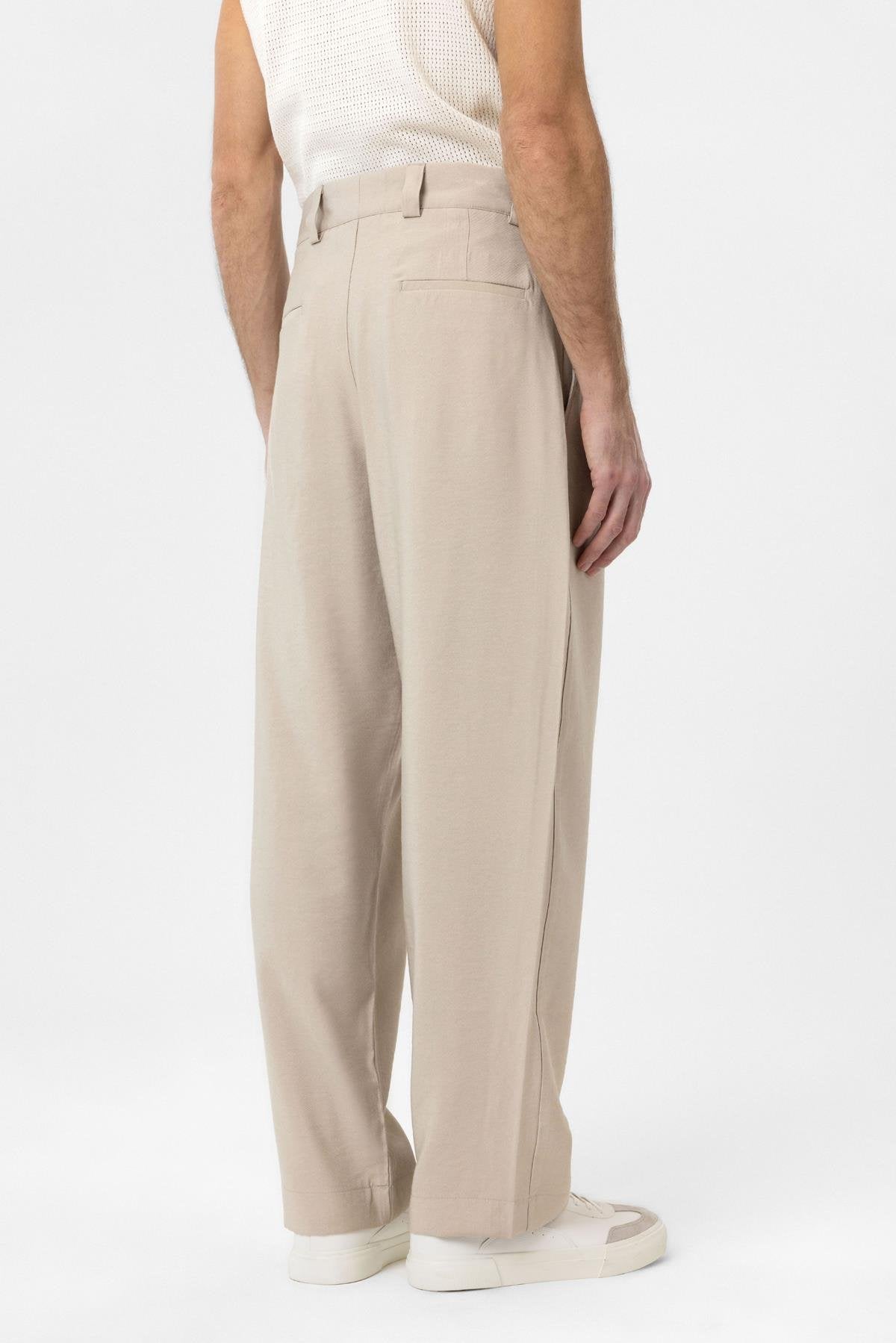 Antioch-Bej Pileli Baggy Fit Erkek Pantolon-Kumaş Pantolon-7-Milagron.com