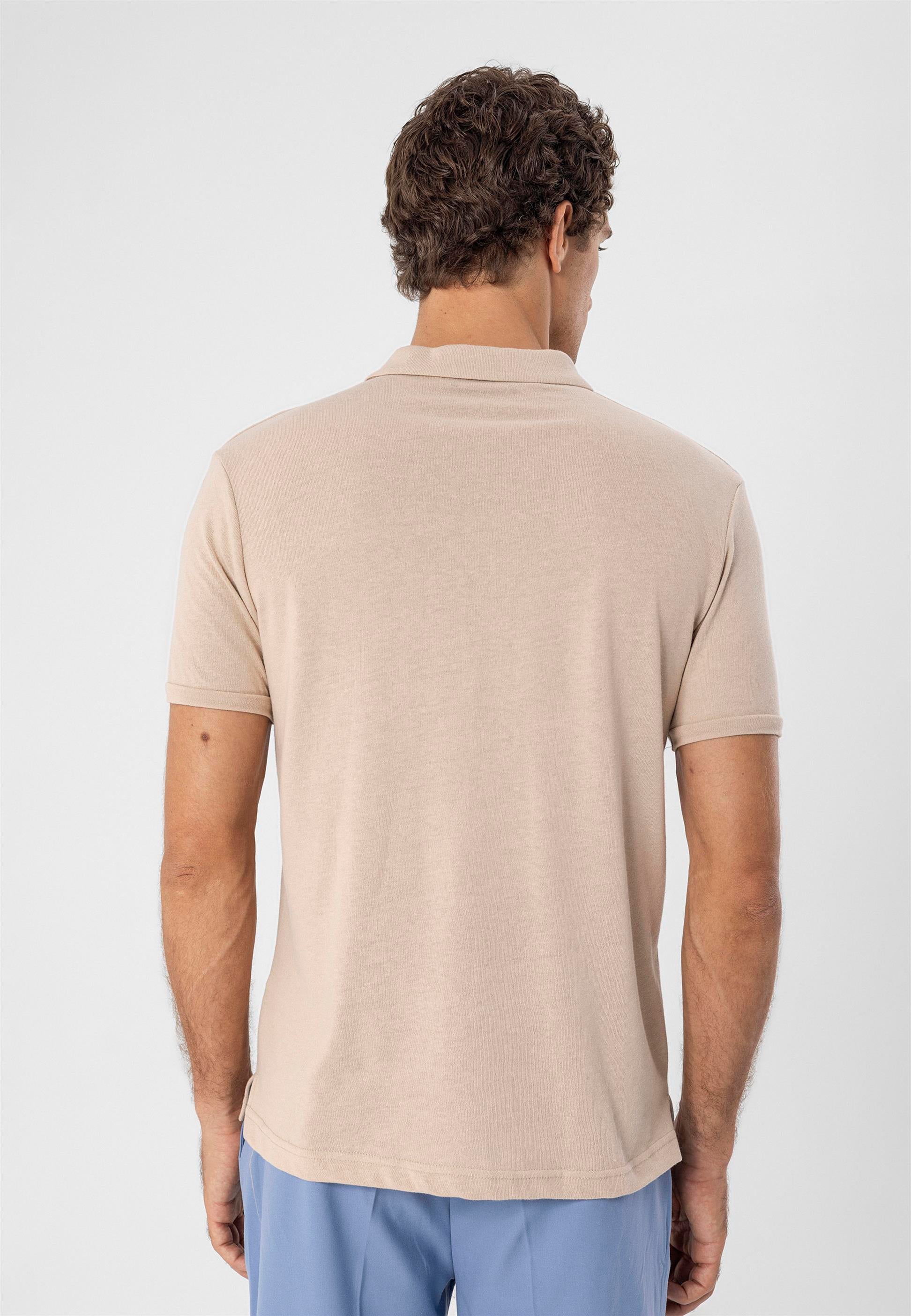 Antioch-Bej Polo Yaka Slim Fit Erkek T Shirt-T-Shirts-3-Milagron.com