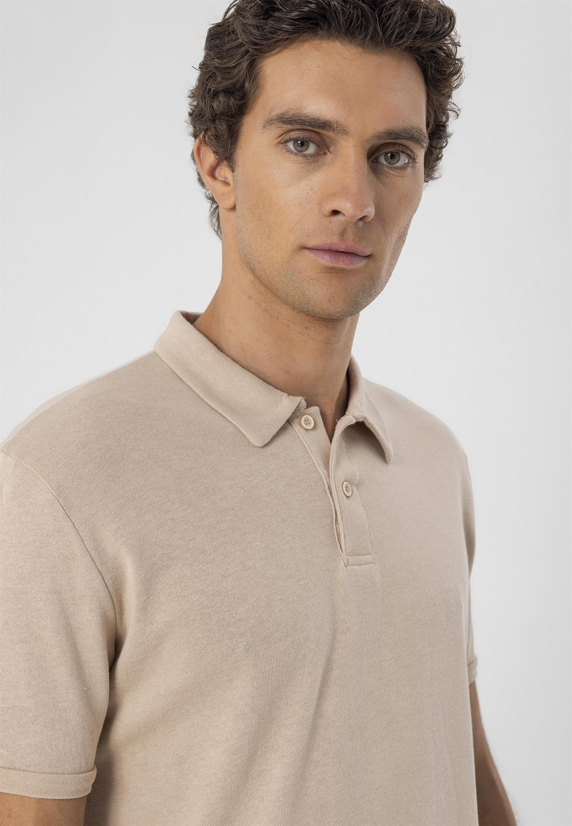 Antioch-Bej Polo Yaka Slim Fit Erkek T Shirt-T-Shirts-6-Milagron.com