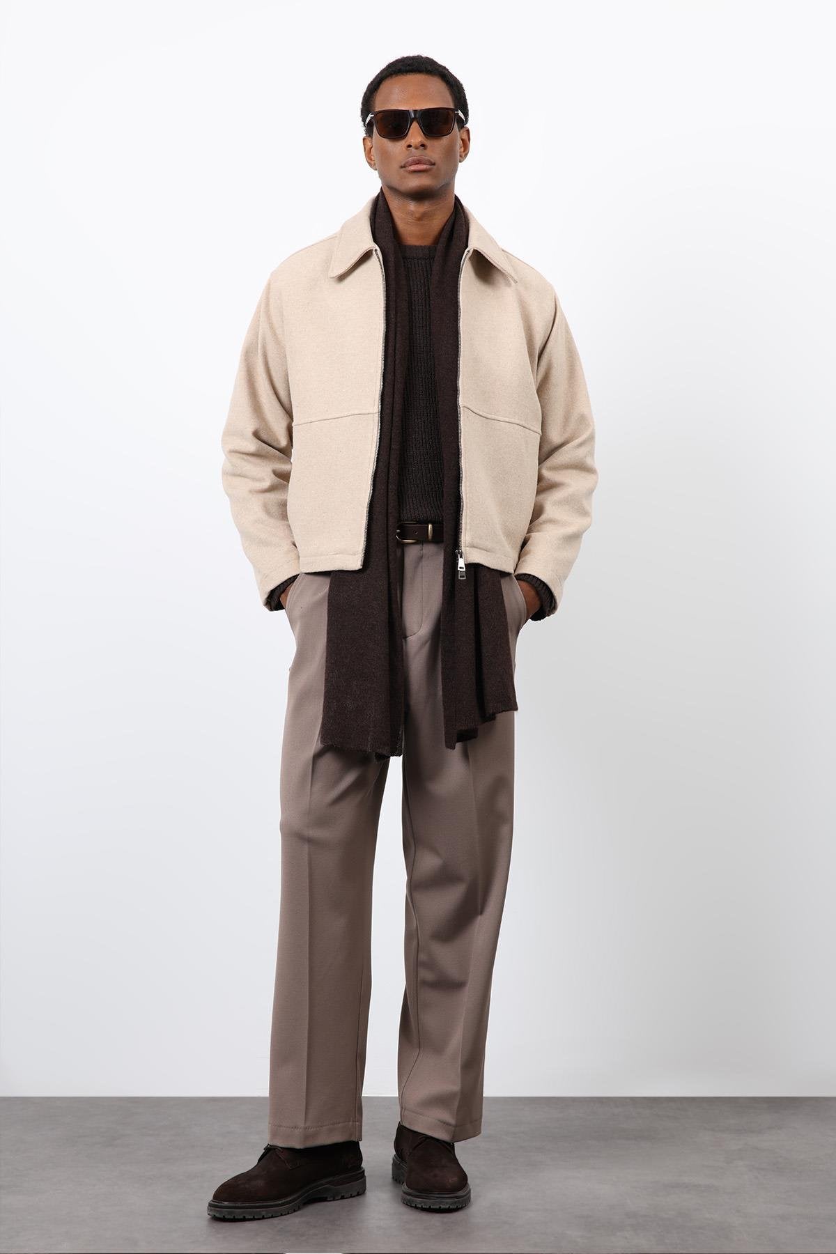 Antioch-Bej Regular Fit Dokulu Erkek Mont-Mont-1-Milagron.com