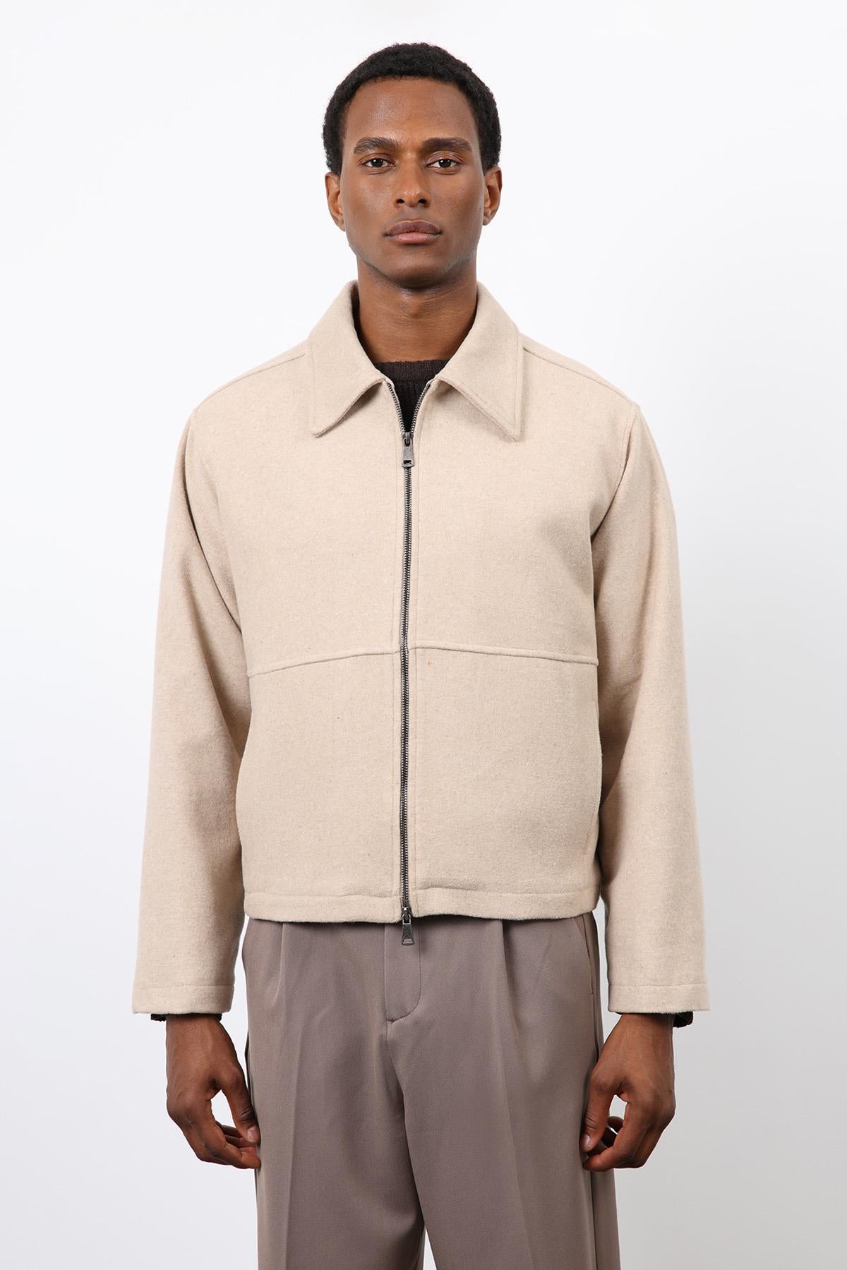 Antioch-Bej Regular Fit Dokulu Erkek Mont-Mont-4-Milagron.com