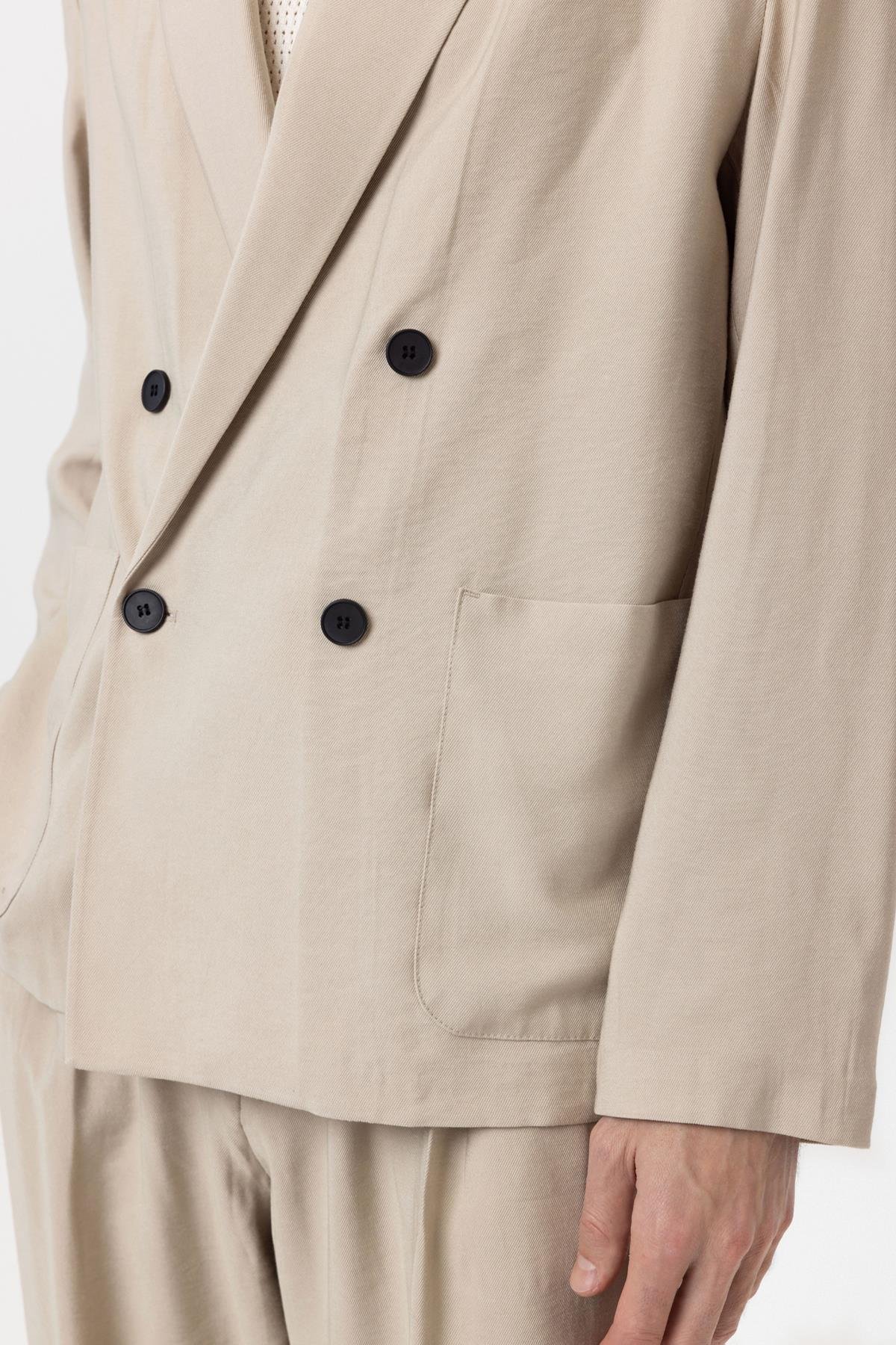 Antioch-Bej Relax Fit Diagonel İnce Erkek Blazer Ceket-Blazer Ceket-4-Milagron.com