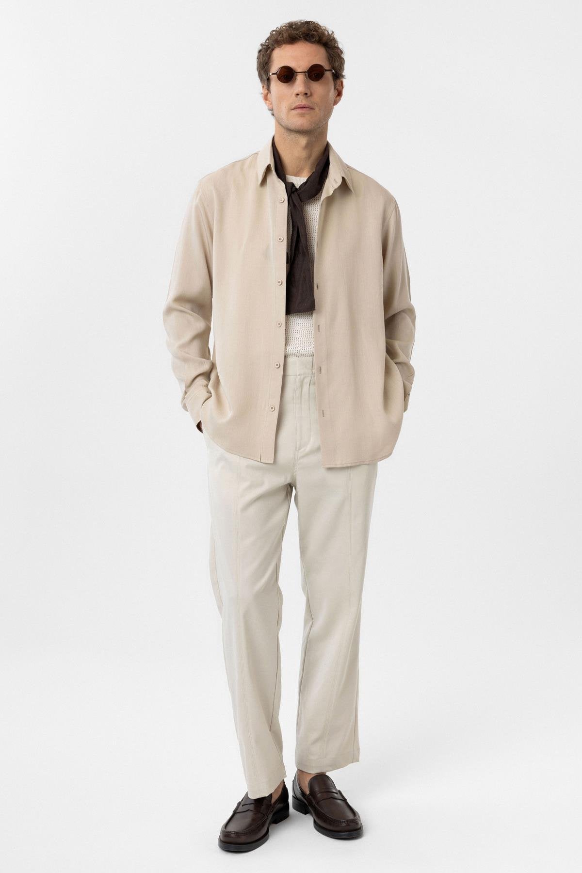 Antioch-Bej Relax Fit Liyosel Kumaş Erkek Gömlek-Gömlek-2-Milagron.com