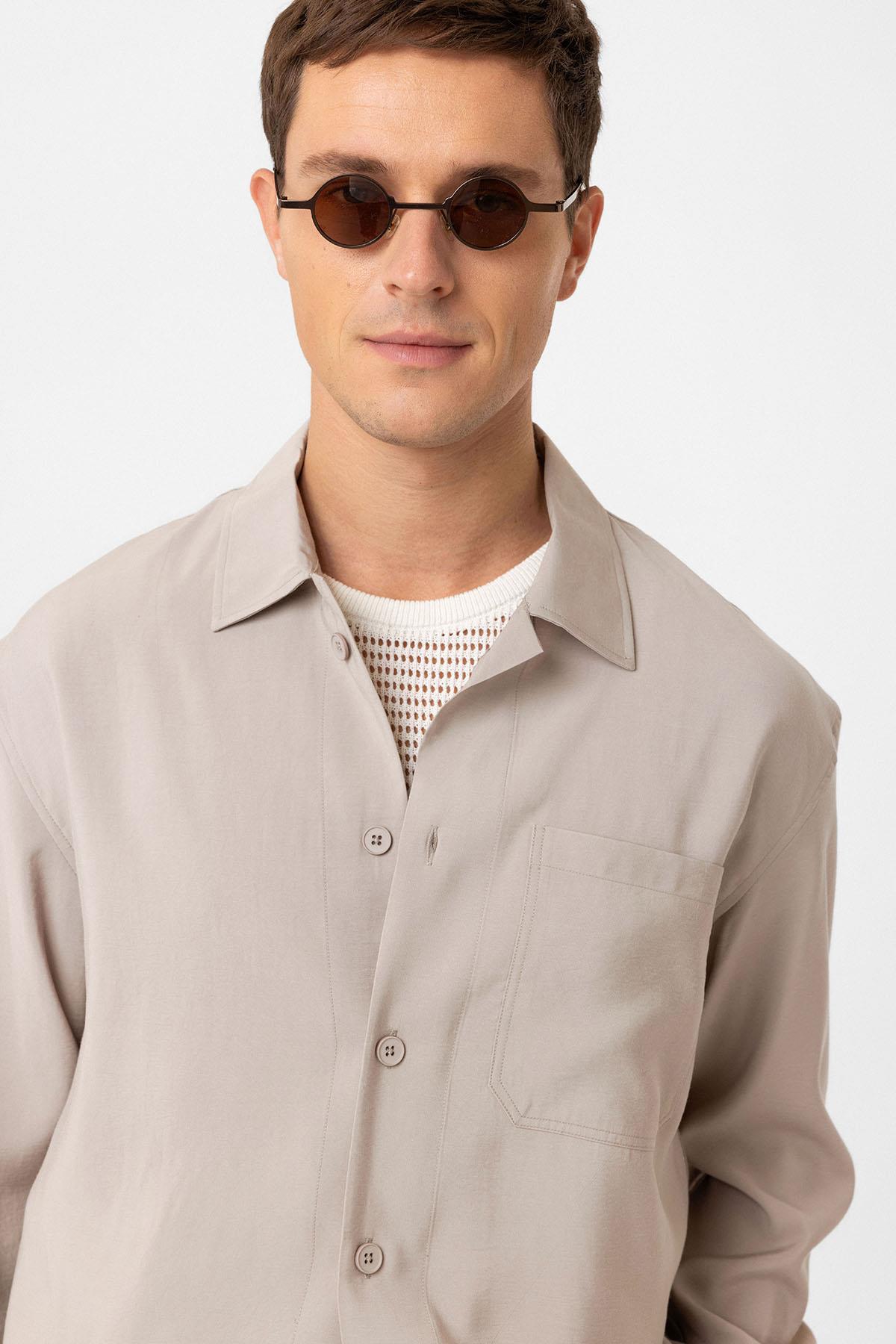 Antioch-Bej Relax Fit Modal Kumaş Erkek Gömlek-Gömlek-2-Milagron.com