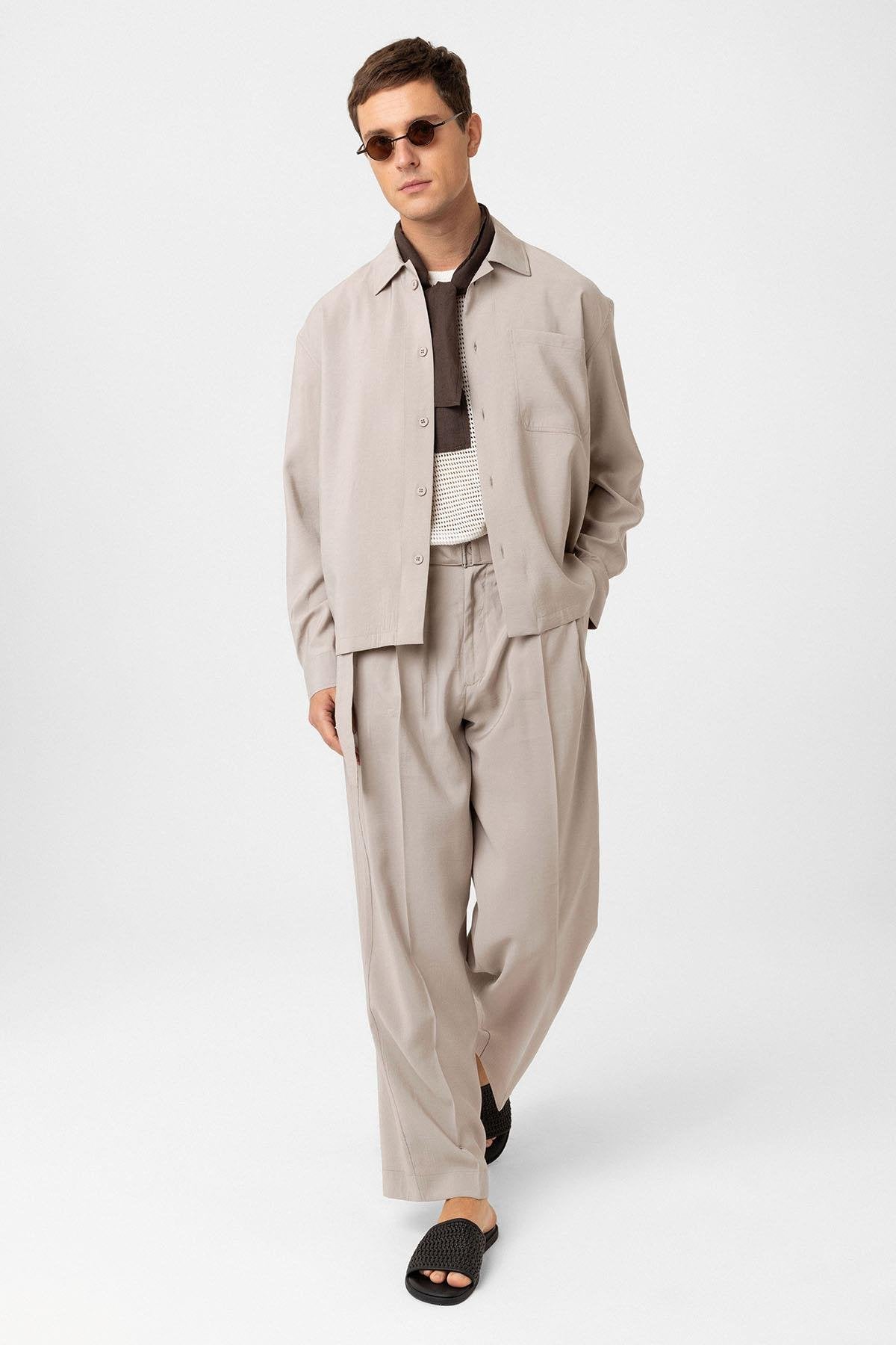 Antioch-Bej Relax Fit Modal Kumaş Erkek Gömlek-Gömlek-4-Milagron.com