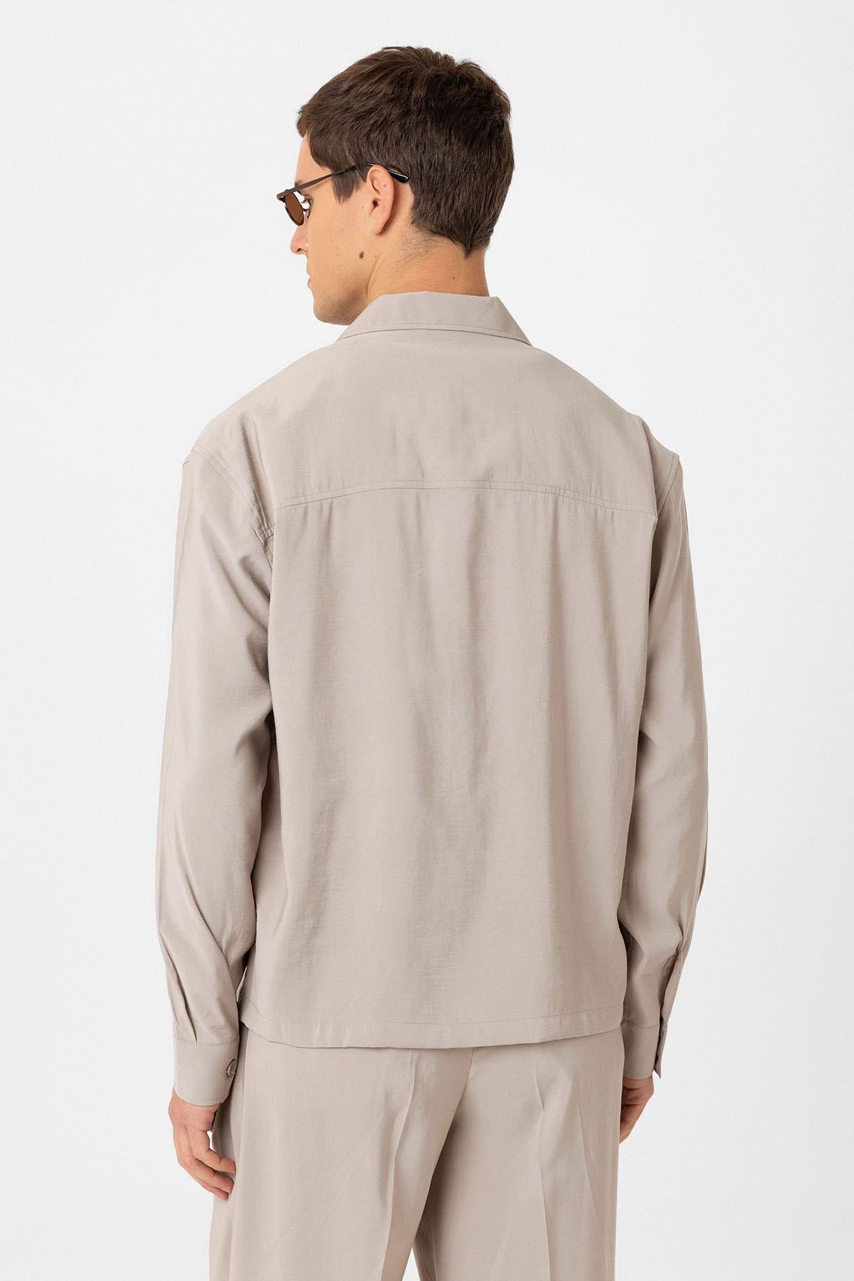 Antioch-Bej Relax Fit Modal Kumaş Erkek Gömlek-Gömlek-5-Milagron.com