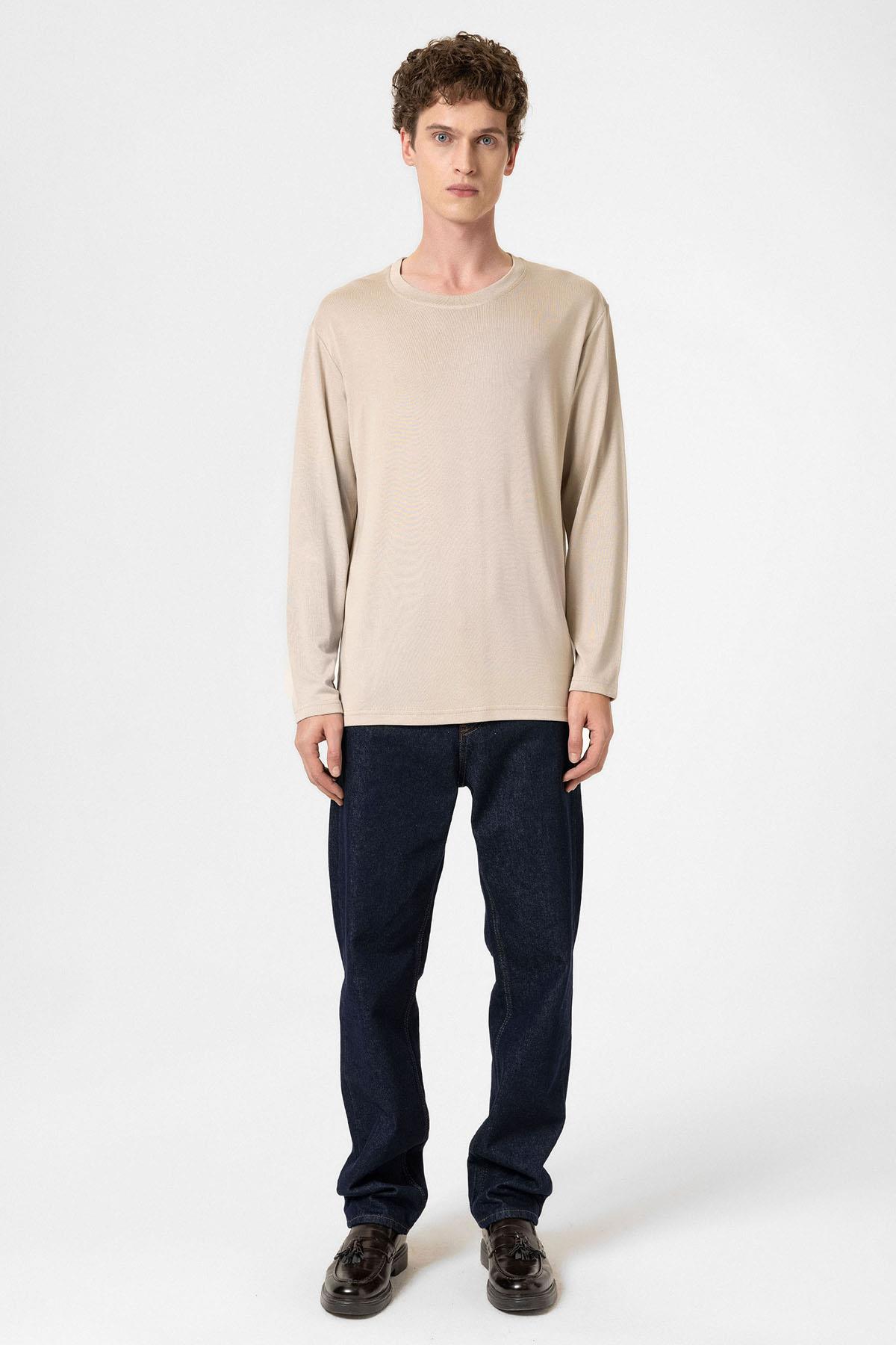 Antioch-Bej Relaxed Fit Basic Erkek T Shirt-T-Shirts-2-Milagron.com