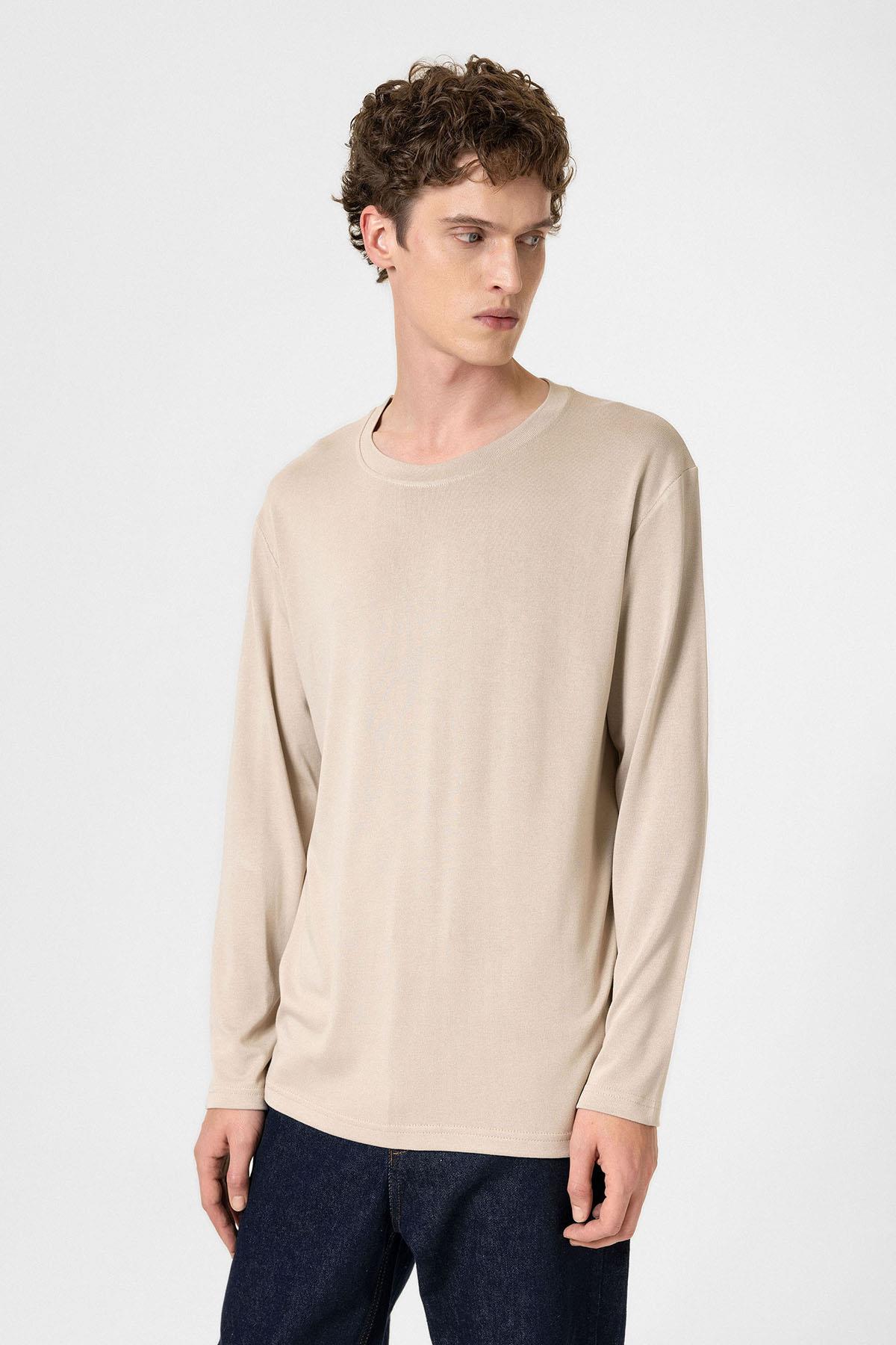 Antioch-Bej Relaxed Fit Basic Erkek T Shirt-T-Shirts-3-Milagron.com