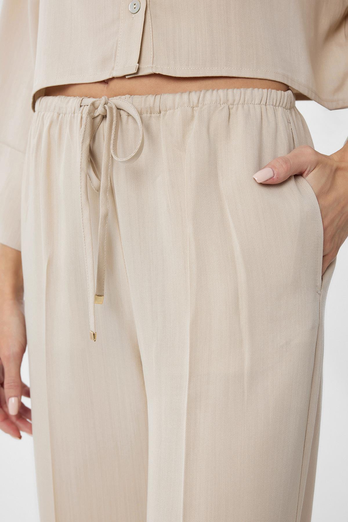 Antioch-Bej Relaxed Kadın Pantolon-Kumaş Pantolon-3-Milagron.com