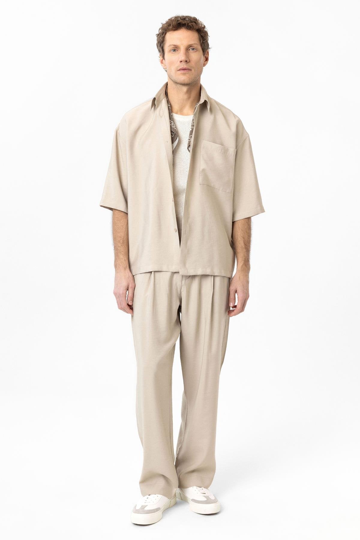 Antioch-Bej Relaxed Kısa Kollu Erkek Gömlek-Gömlek-2-Milagron.com