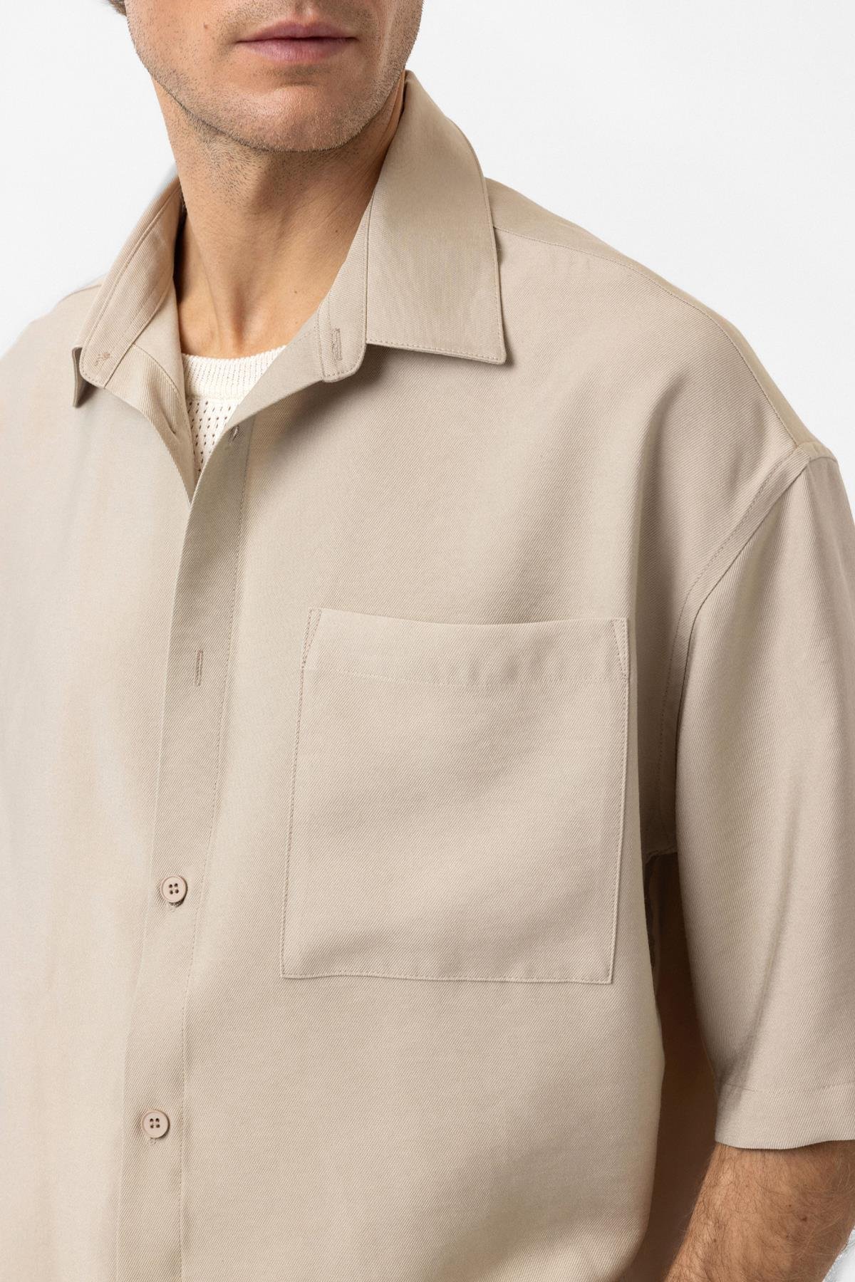 Antioch-Bej Relaxed Kısa Kollu Erkek Gömlek-Gömlek-5-Milagron.com