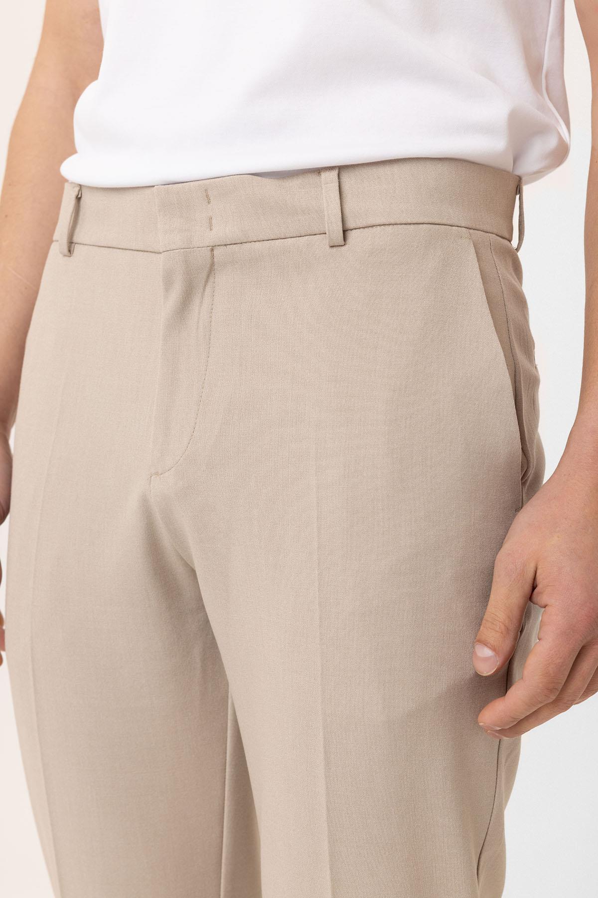 Antioch-Bej Slim Fit Comfort Erkek Pantolon-Kumaş Pantolon-3-Milagron.com