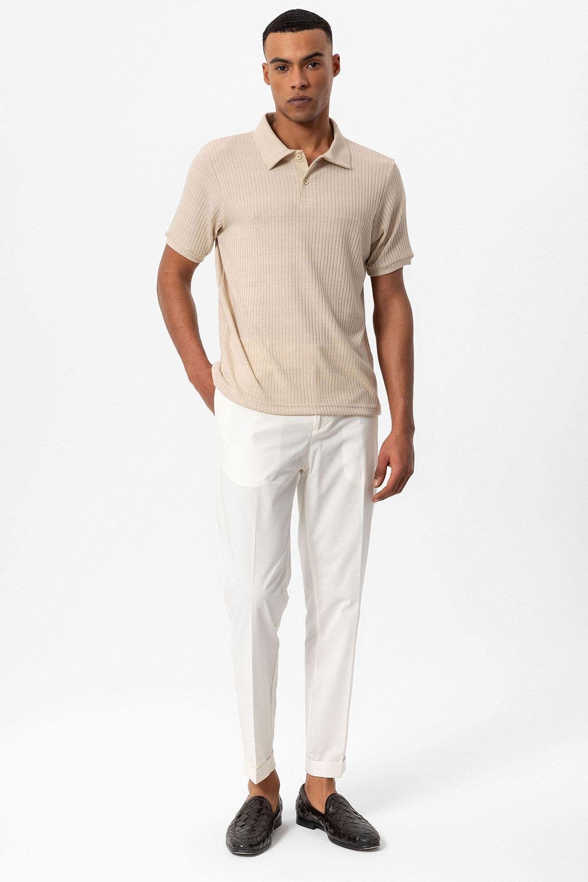 Antioch-Bej Slim Fit Polo Yaka Erkek T Shirt-T-Shirt-3-Milagron.com