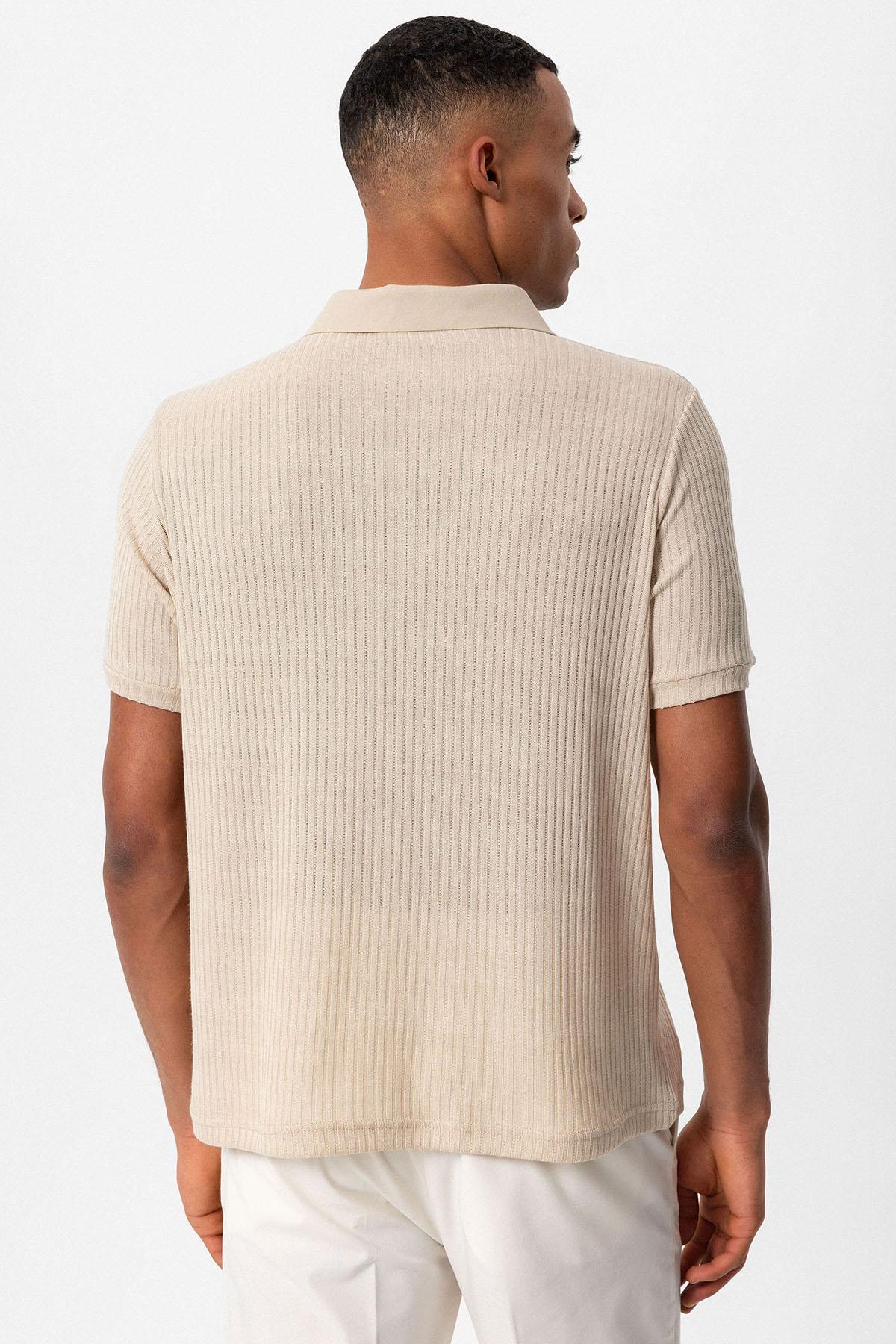 Antioch-Bej Slim Fit Polo Yaka Erkek T Shirt-T-Shirt-6-Milagron.com