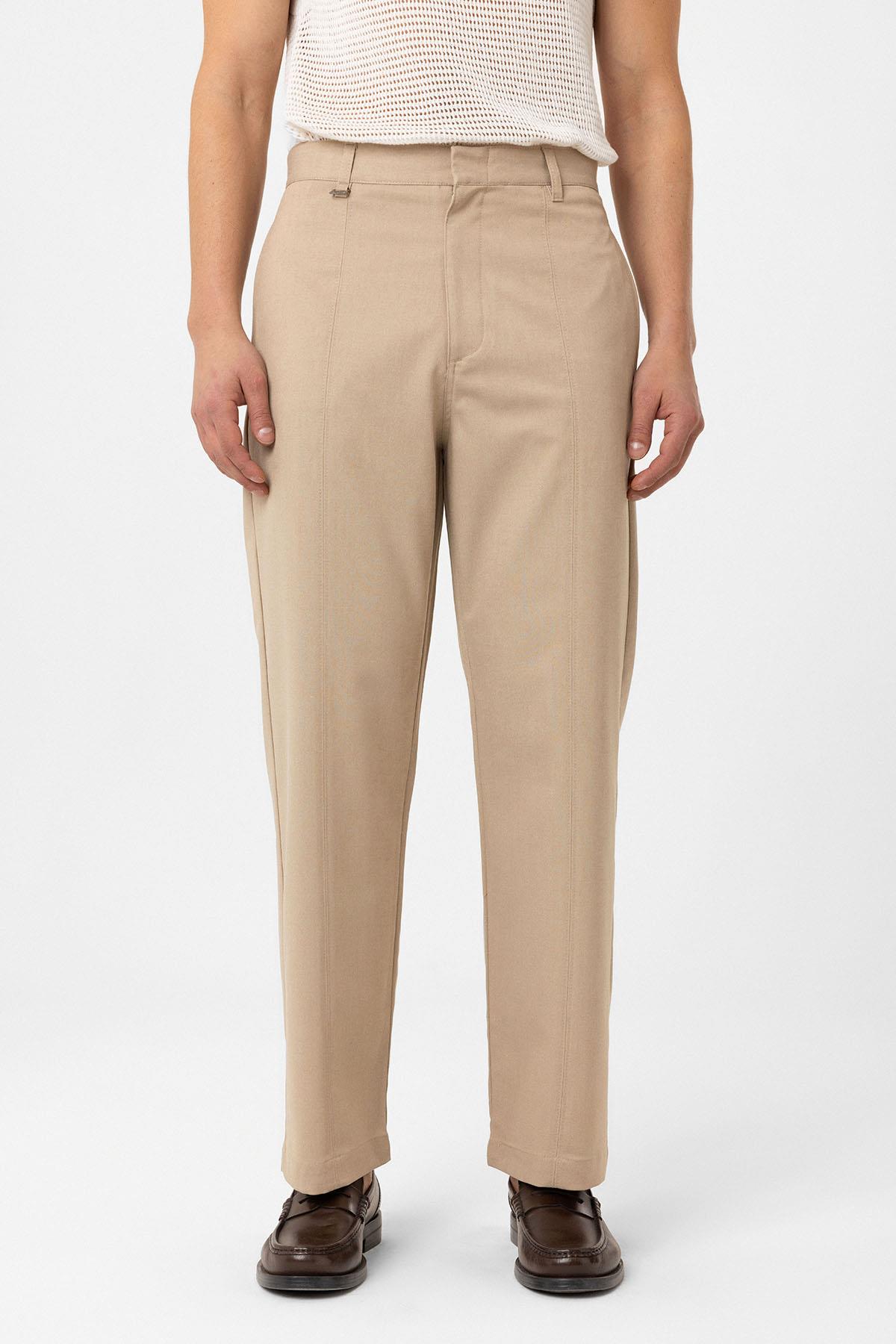 Antioch-Bej Straight Fit Erkek Pantolon-Kumaş Pantolon-3-Milagron.com