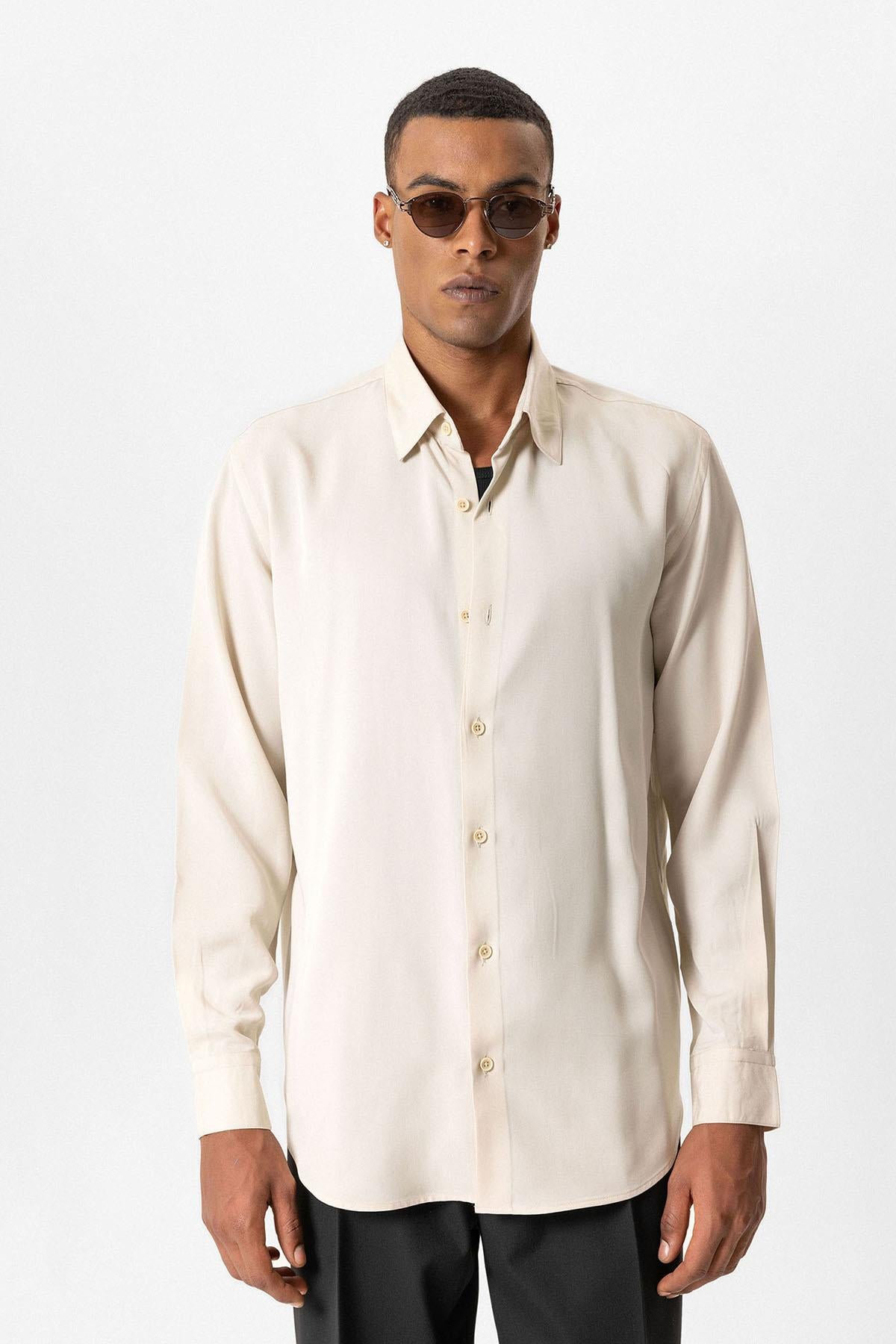 Antioch-Bej Teknik Tencel Kumaş Erkek Gömlek-Gömlek-1-Milagron.com