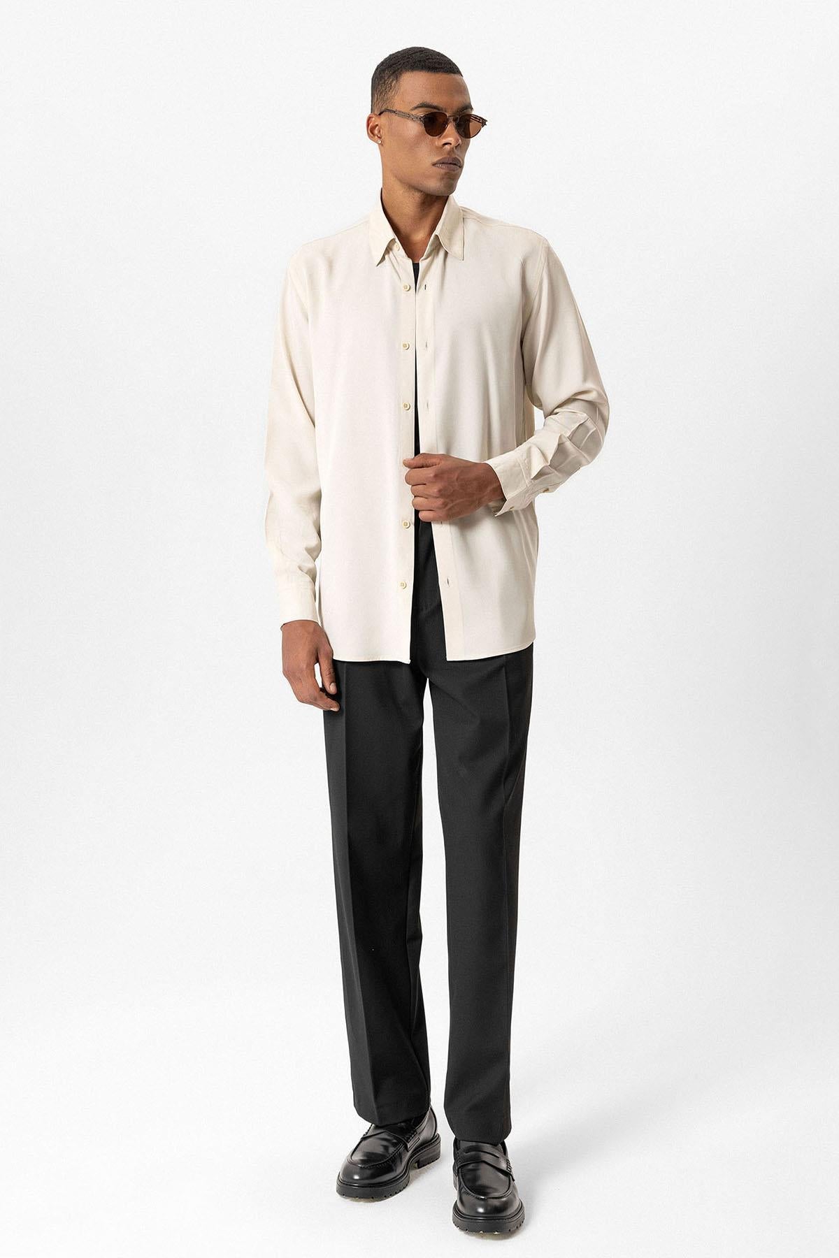 Antioch-Bej Teknik Tencel Kumaş Erkek Gömlek-Gömlek-2-Milagron.com