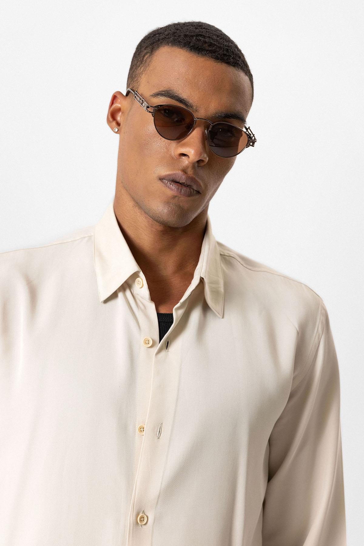 Antioch-Bej Teknik Tencel Kumaş Erkek Gömlek-Gömlek-5-Milagron.com