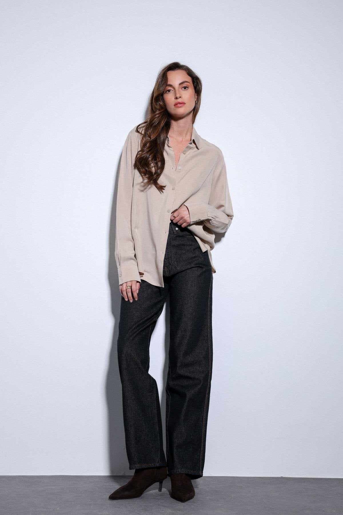 Antioch-Antioch Bej Tensel Kadın Gömlek-Gömlek-4-Milagron.com