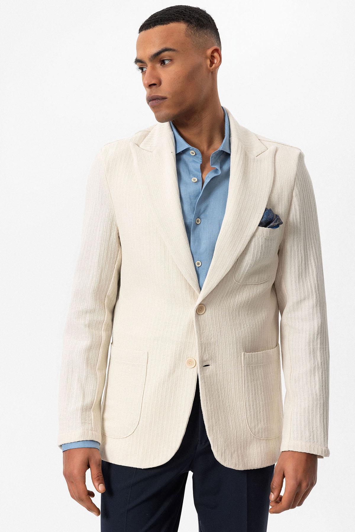 Antioch-Bej Torba Cepli Astarsız Erkek Blazer Ceket-Ceket-1-Milagron.com