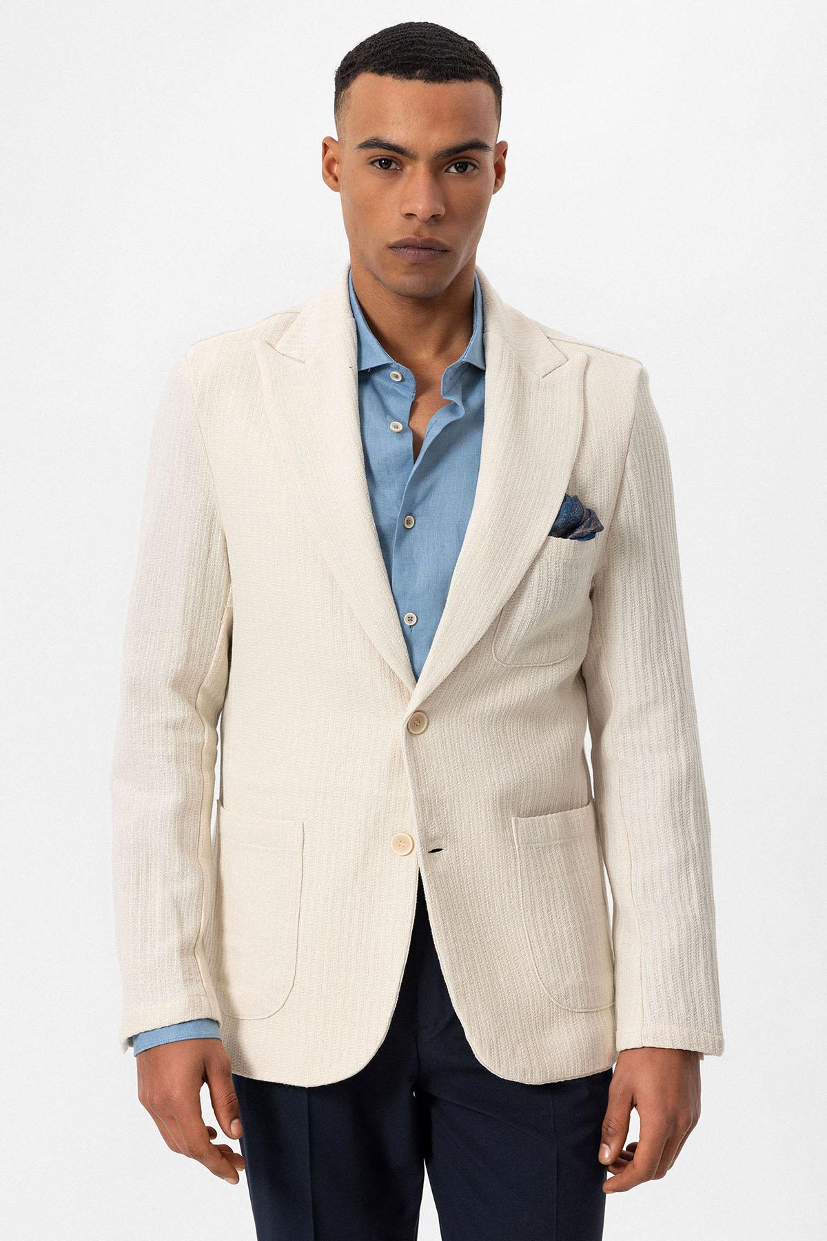 Antioch-Bej Torba Cepli Astarsız Erkek Blazer Ceket-Ceket-3-Milagron.com