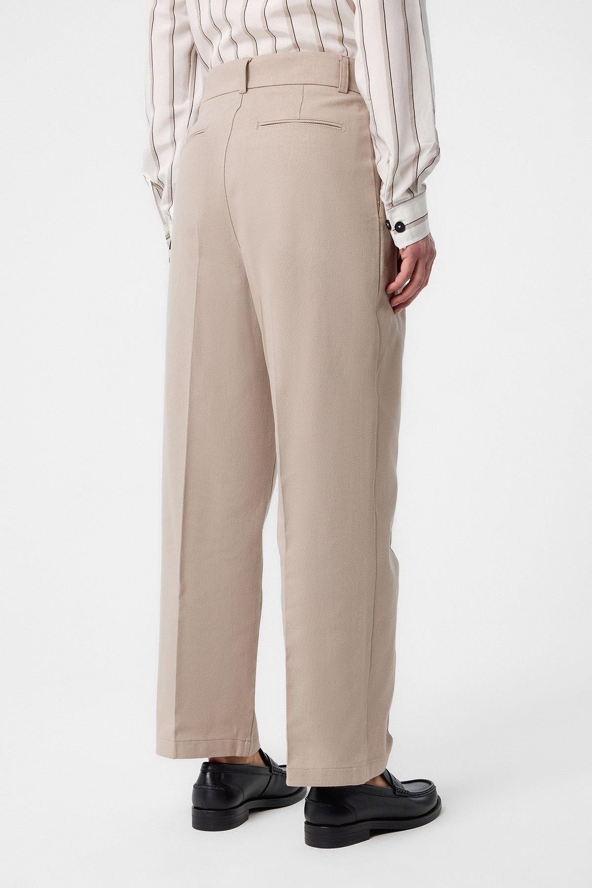 Antioch-Antioch Bej Yüksek Bel Pamuklu Erkek Pantolon-Kumaş Pantolon-3-Milagron.com