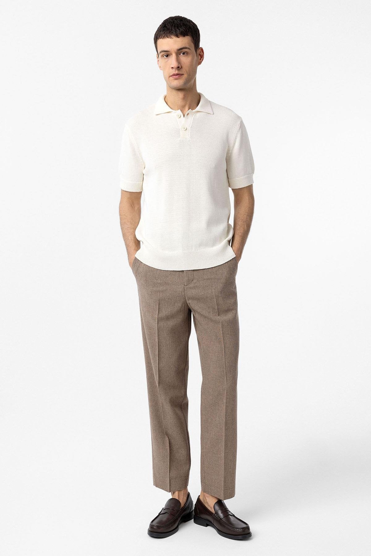 Antioch-Beyaz 100% Pamuk Polo Yaka Triko T Shirt-T-Shirts-2-Milagron.com