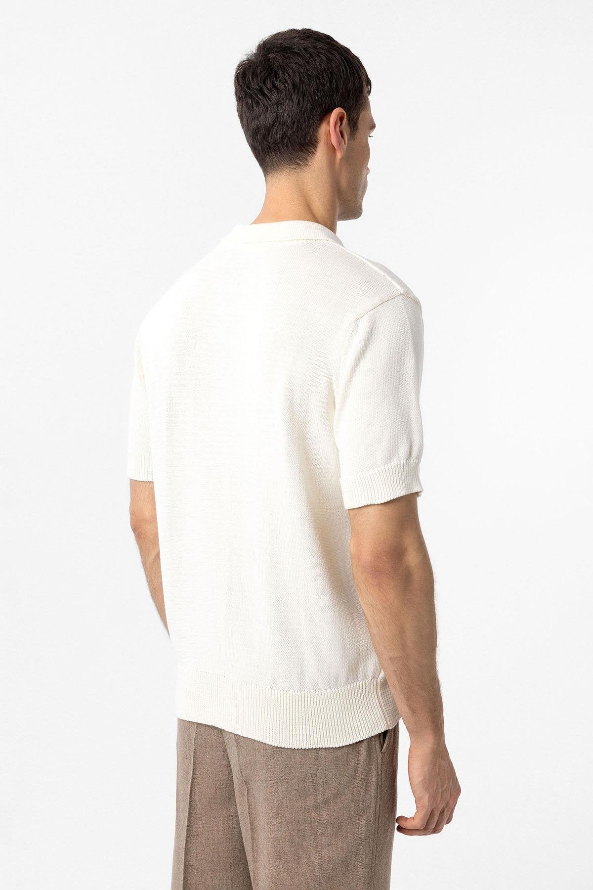 Antioch-Beyaz 100% Pamuk Polo Yaka Triko T Shirt-T-Shirts-4-Milagron.com