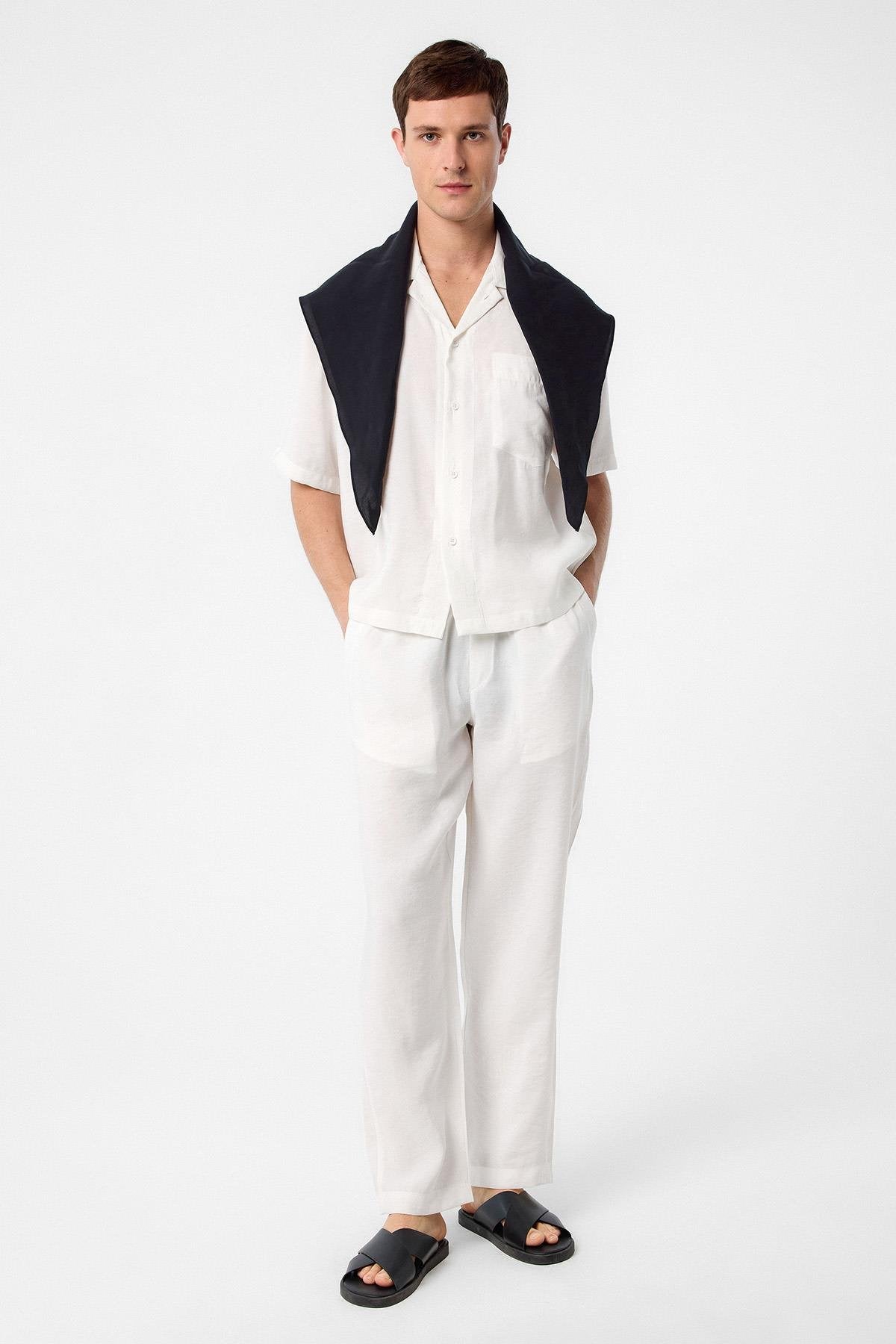 Antioch-Antioch Beyaz Apaş Yaka Modal Kumaş Erkek Gömlek-Gömlek-2-Milagron.com