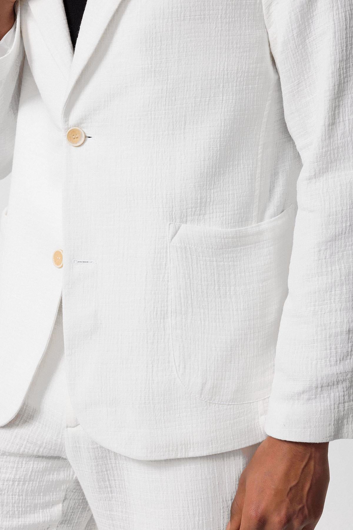 Antioch-Beyaz Astarsız Torba Cepli Erkek Blazer Ceket-Ceket-4-Milagron.com
