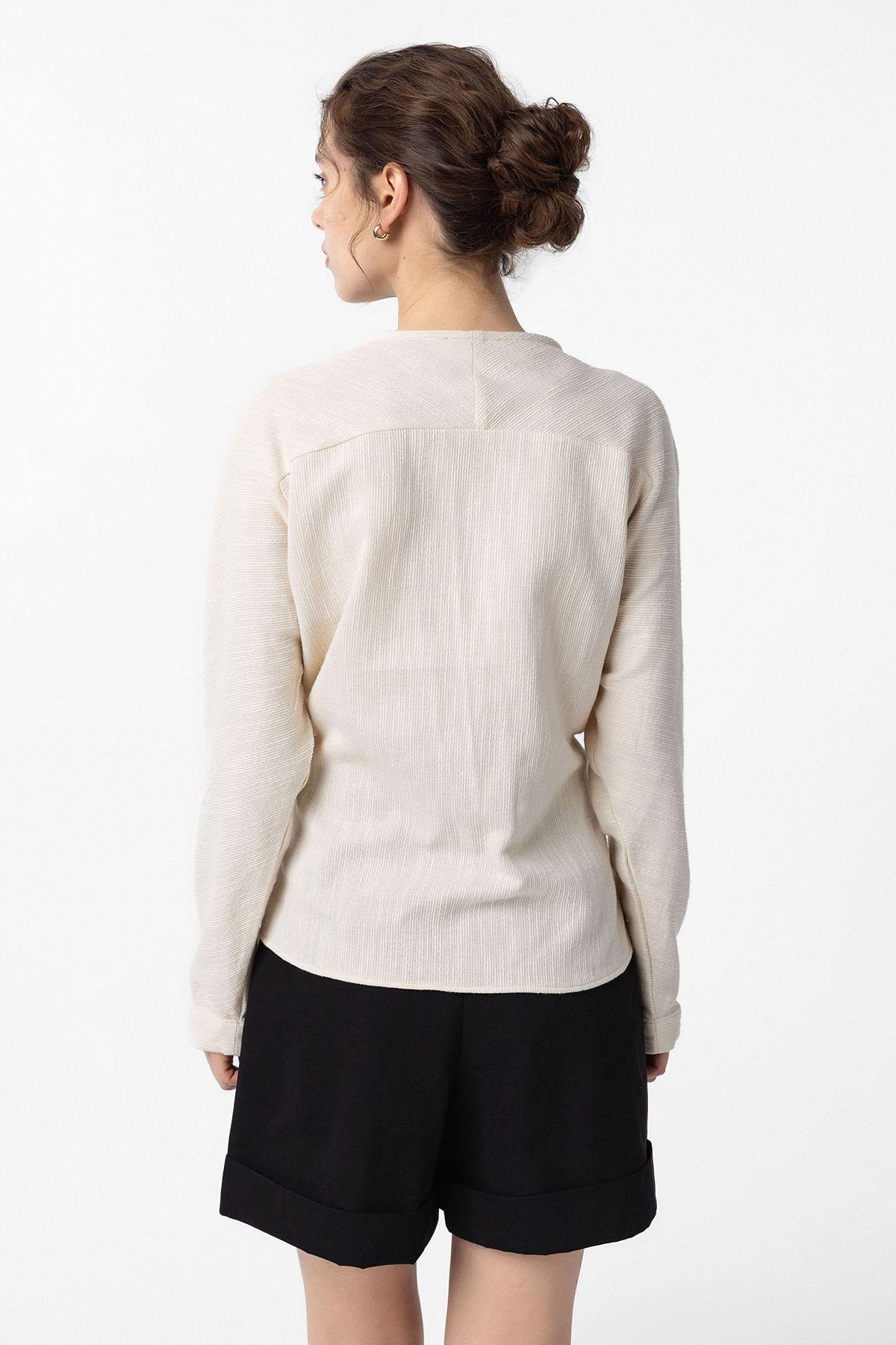 Antioch-Beyaz Bağlamalı Kimono Kadın Gömlek-Gömlek-4-Milagron.com