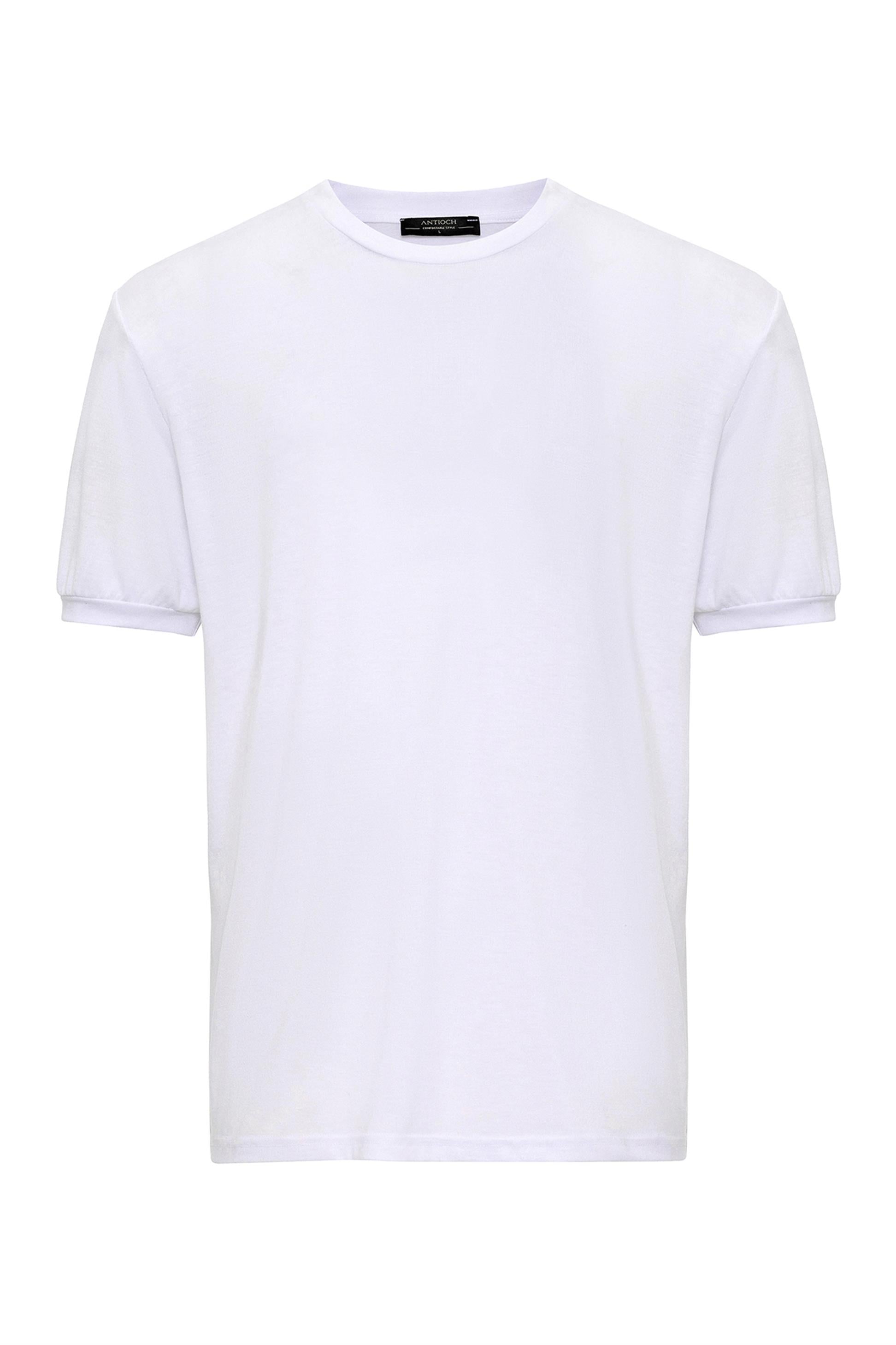 Antioch-Beyaz Bisiklet Yaka Erkek T Shirt-T-Shirts-6-Milagron.com