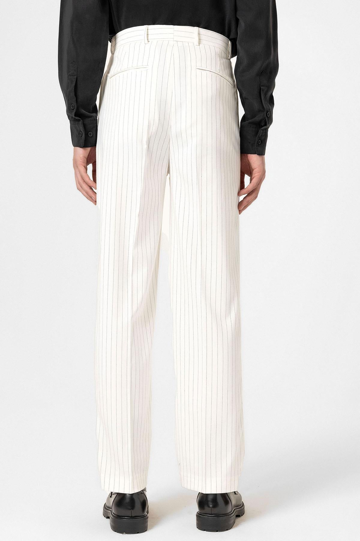 Antioch-Beyaz Çizgili Relaxed Fit Erkek Pantolon-Kumaş Pantolon-5-Milagron.com