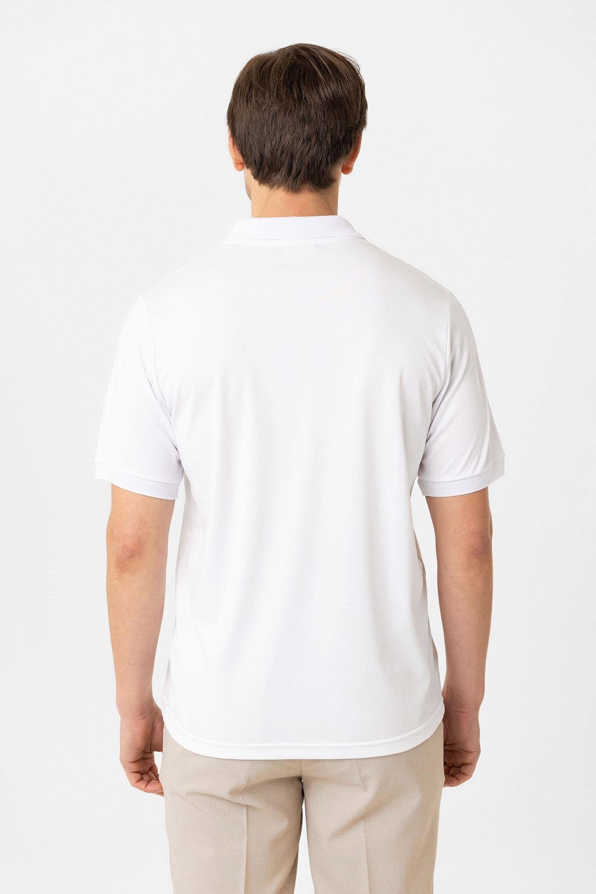 Antioch-Beyaz Fermuarlı Regular Fit Erkek T Shirt-T-Shirts-5-Milagron.com