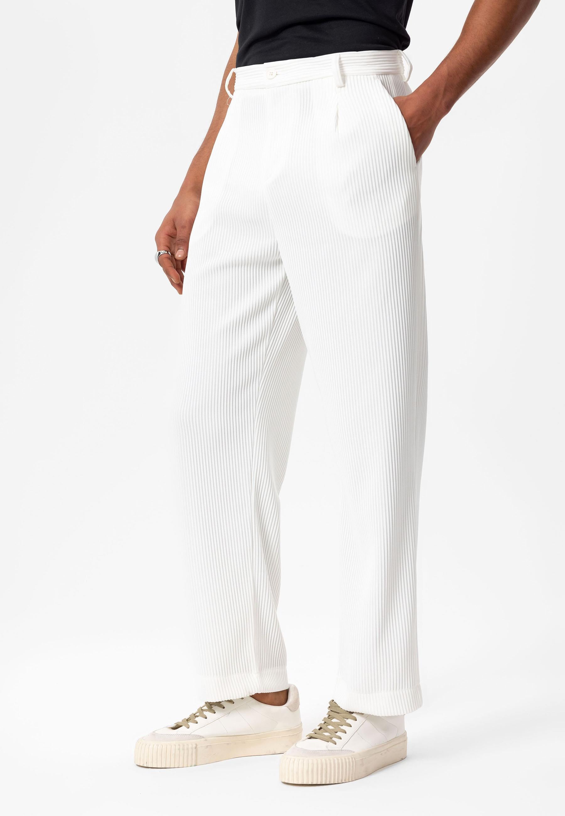 Antioch-Beyaz Fitilli Erkek Pantolon-Pantolon-1-Milagron.com