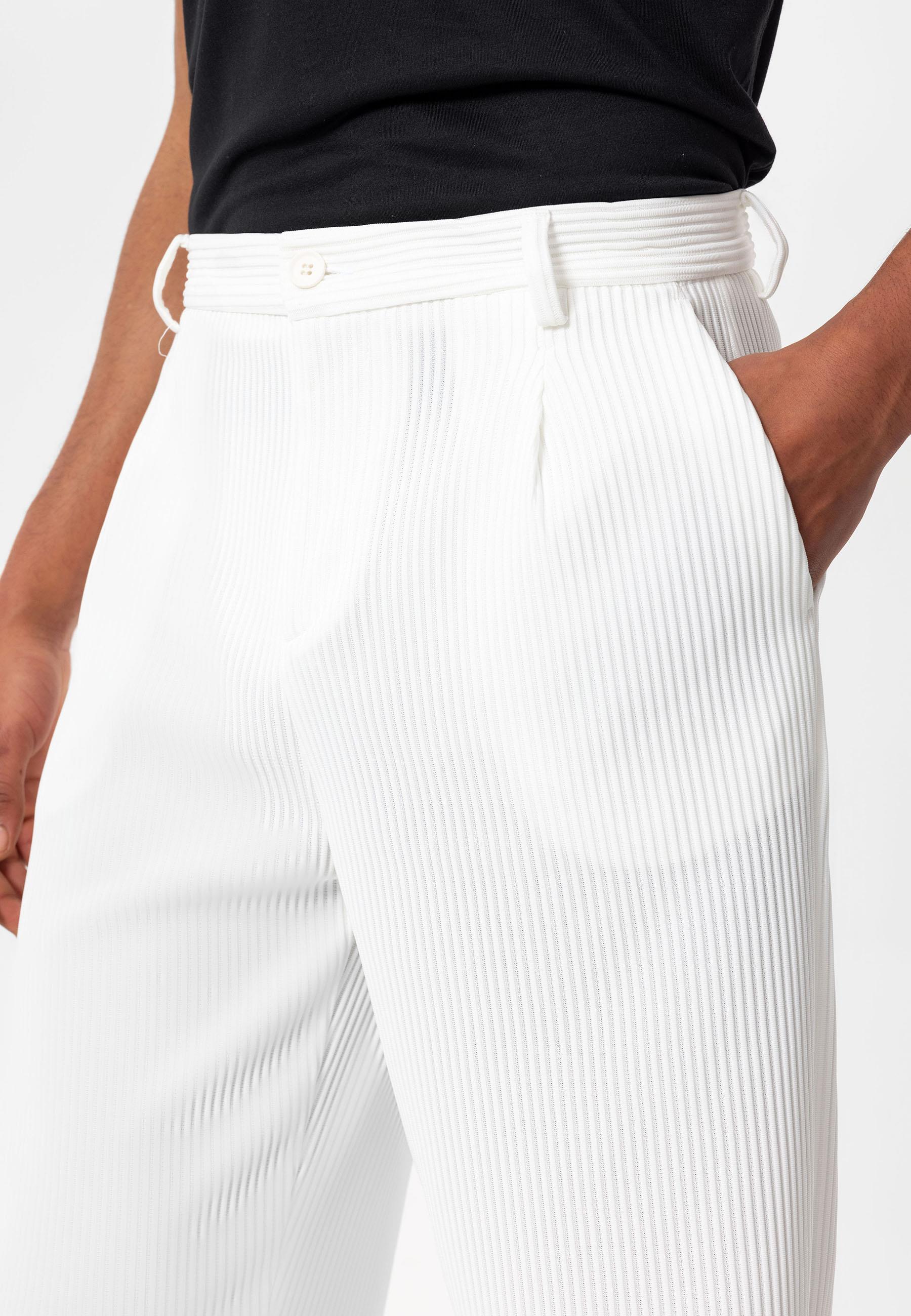 Antioch-Beyaz Fitilli Erkek Pantolon-Pantolon-3-Milagron.com