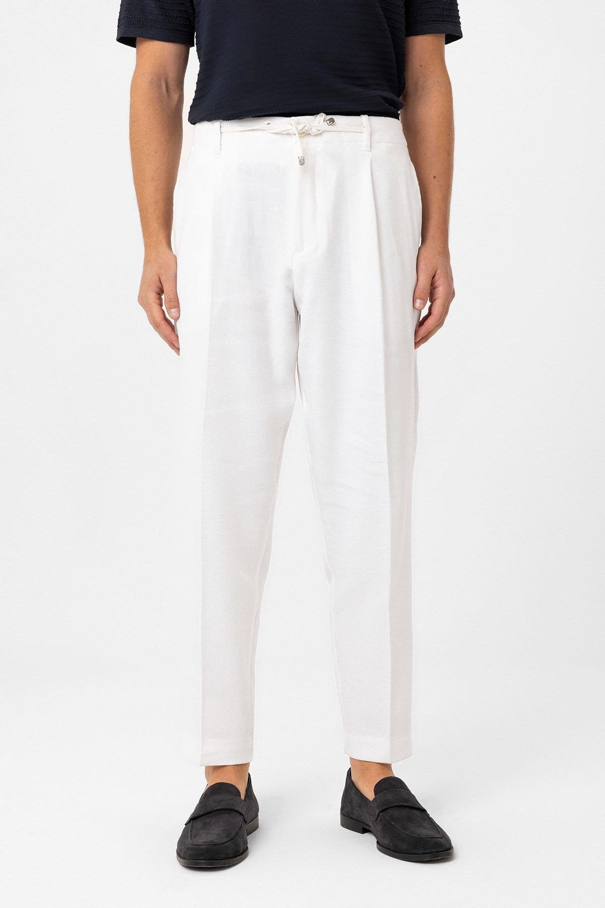 Antioch-Beyaz Jogger Relaxed Fit Erkek Pantolon-Kumaş Pantolon-1-Milagron.com