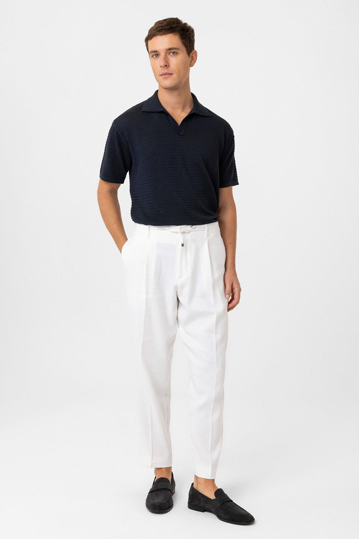 Antioch-Beyaz Jogger Relaxed Fit Erkek Pantolon-Kumaş Pantolon-2-Milagron.com