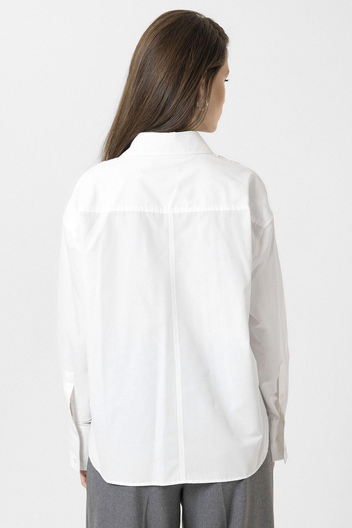 Antioch-Beyaz Kadın Basic Poplin Gömlek-Gömlek-6-Milagron.com