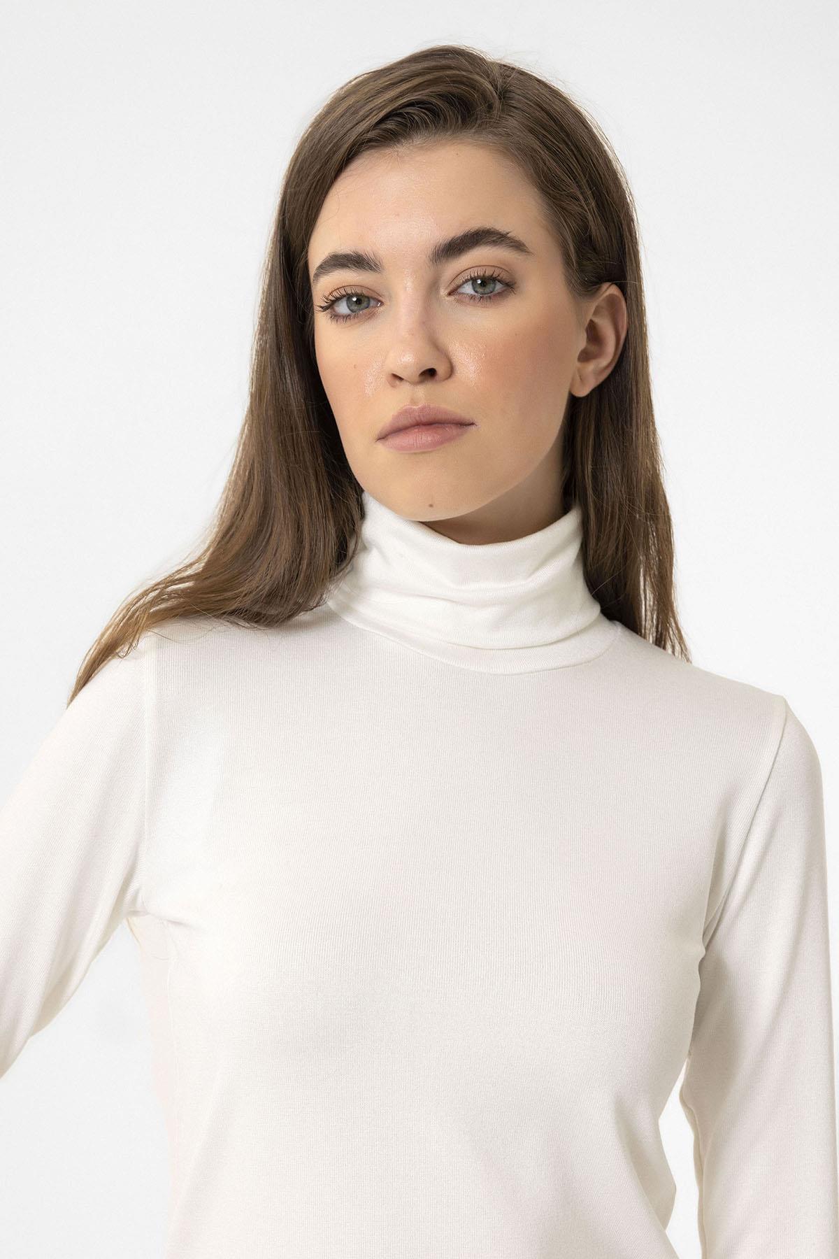 Antioch-Beyaz Kadın Boğazlı Triko Kazak-Kazak & Triko-5-Milagron.com