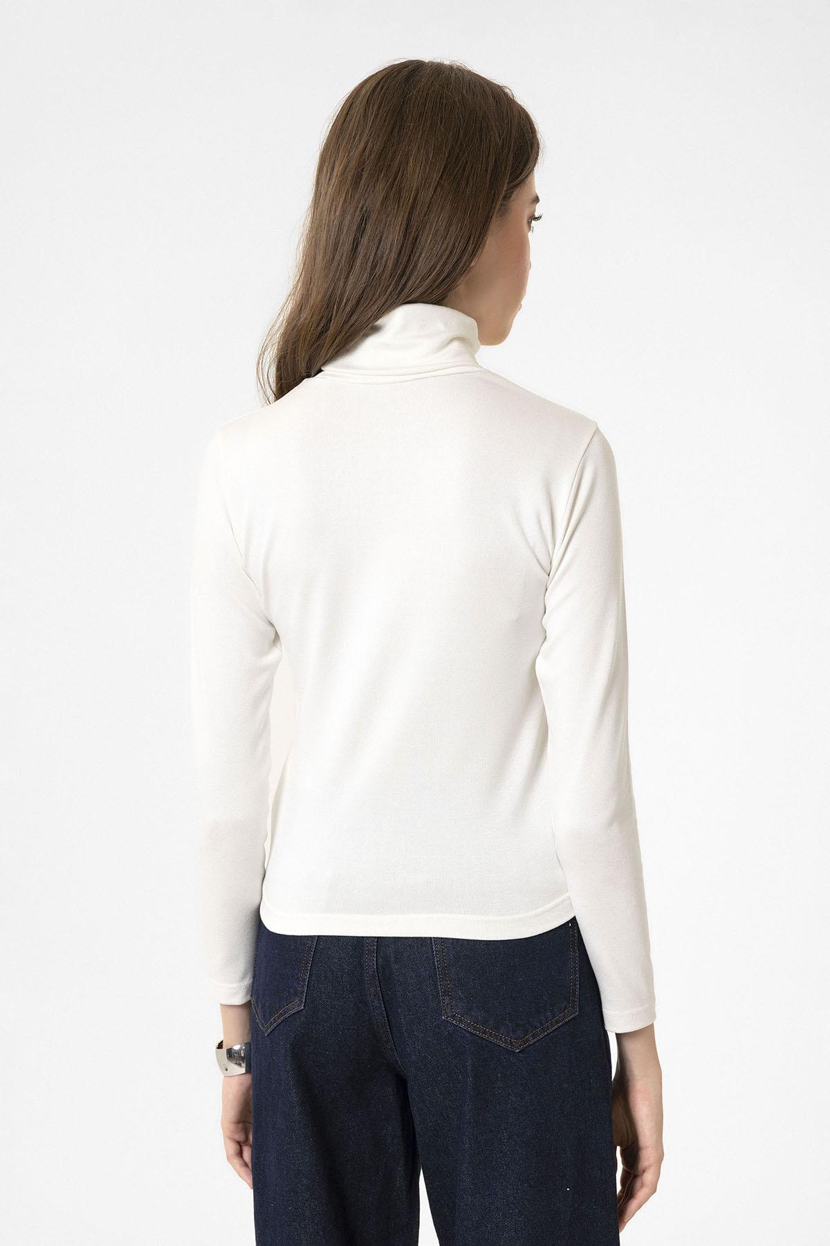 Antioch-Beyaz Kadın Boğazlı Triko Kazak-Kazak & Triko-6-Milagron.com