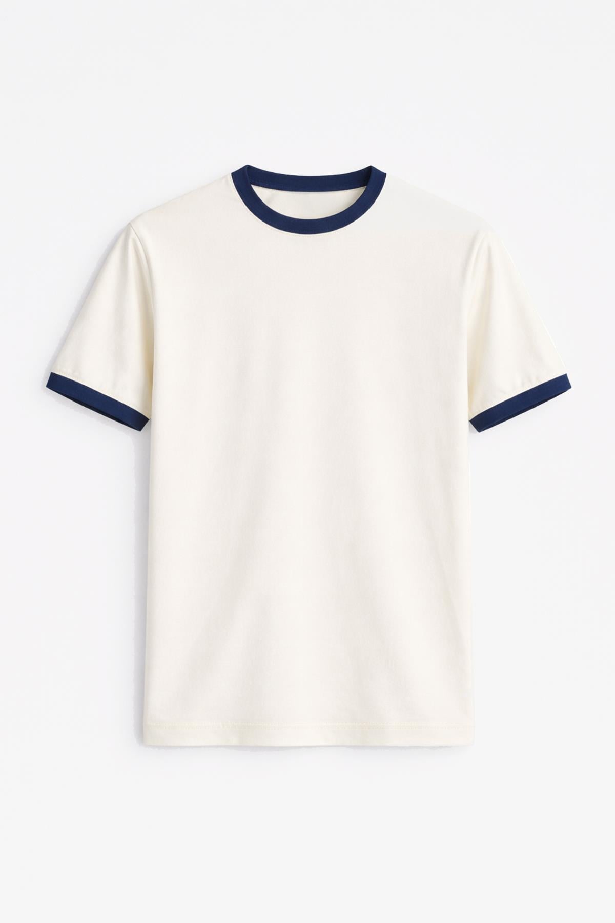 Antioch Beyaz Kontrast Yaka Erkek T-Shirt