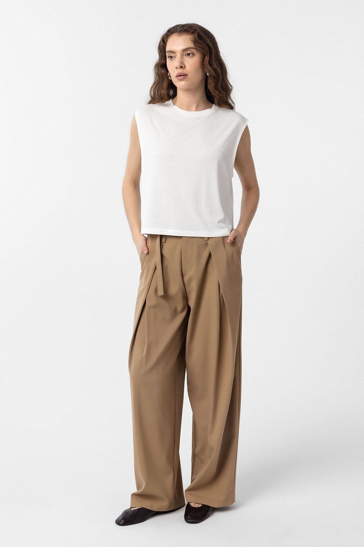 Antioch-Beyaz Modal Kumaş Kadın T Shirt-T-Shirts-2-Milagron.com