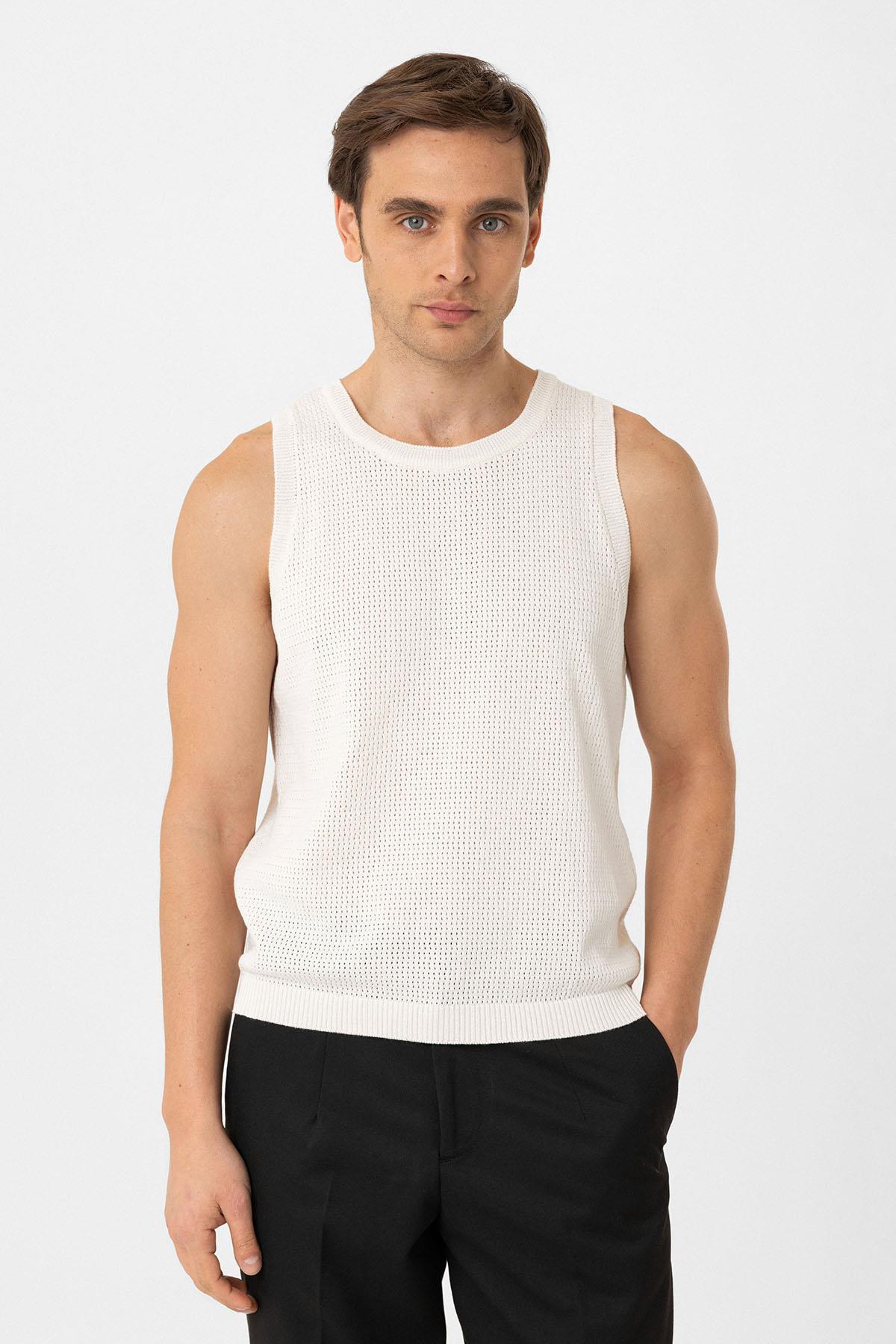 Antioch-Beyaz Örme Dokulu Erkek Atlet-Atlet-1-Milagron.com