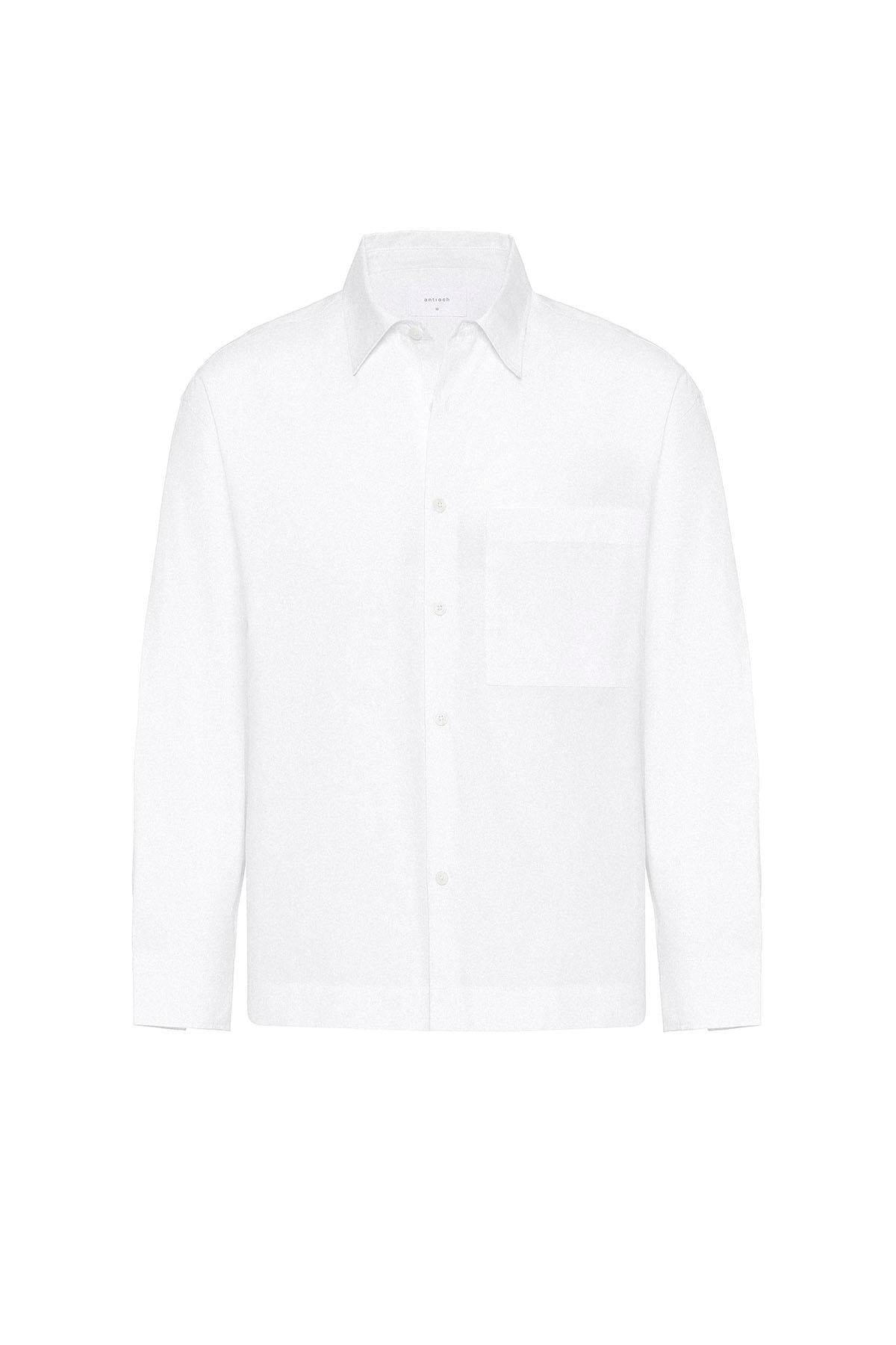 Antioch-Beyaz Pamuklu Relaxed Erkek Gömlek-Gömlek-6-Milagron.com