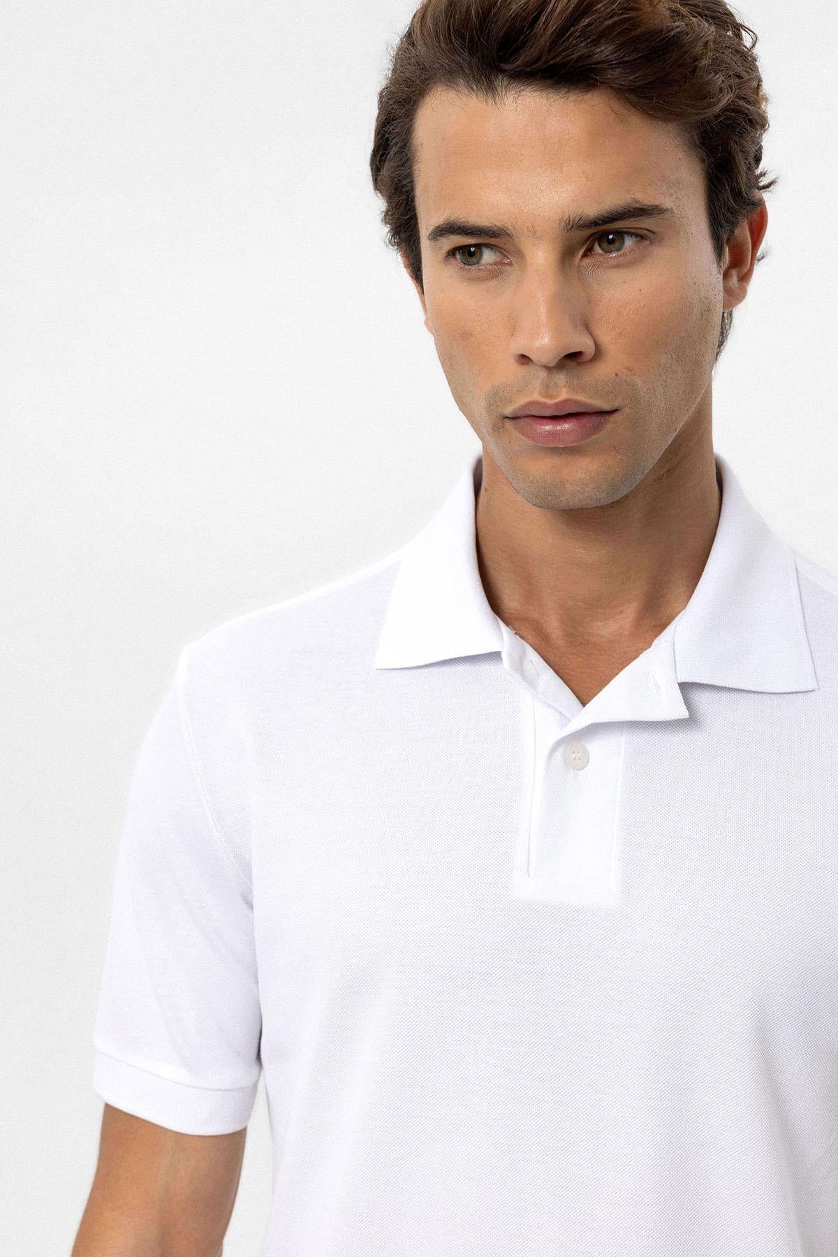 Antioch-Beyaz Polo Yaka Erkek T Shirt-T-Shirts-4-Milagron.com