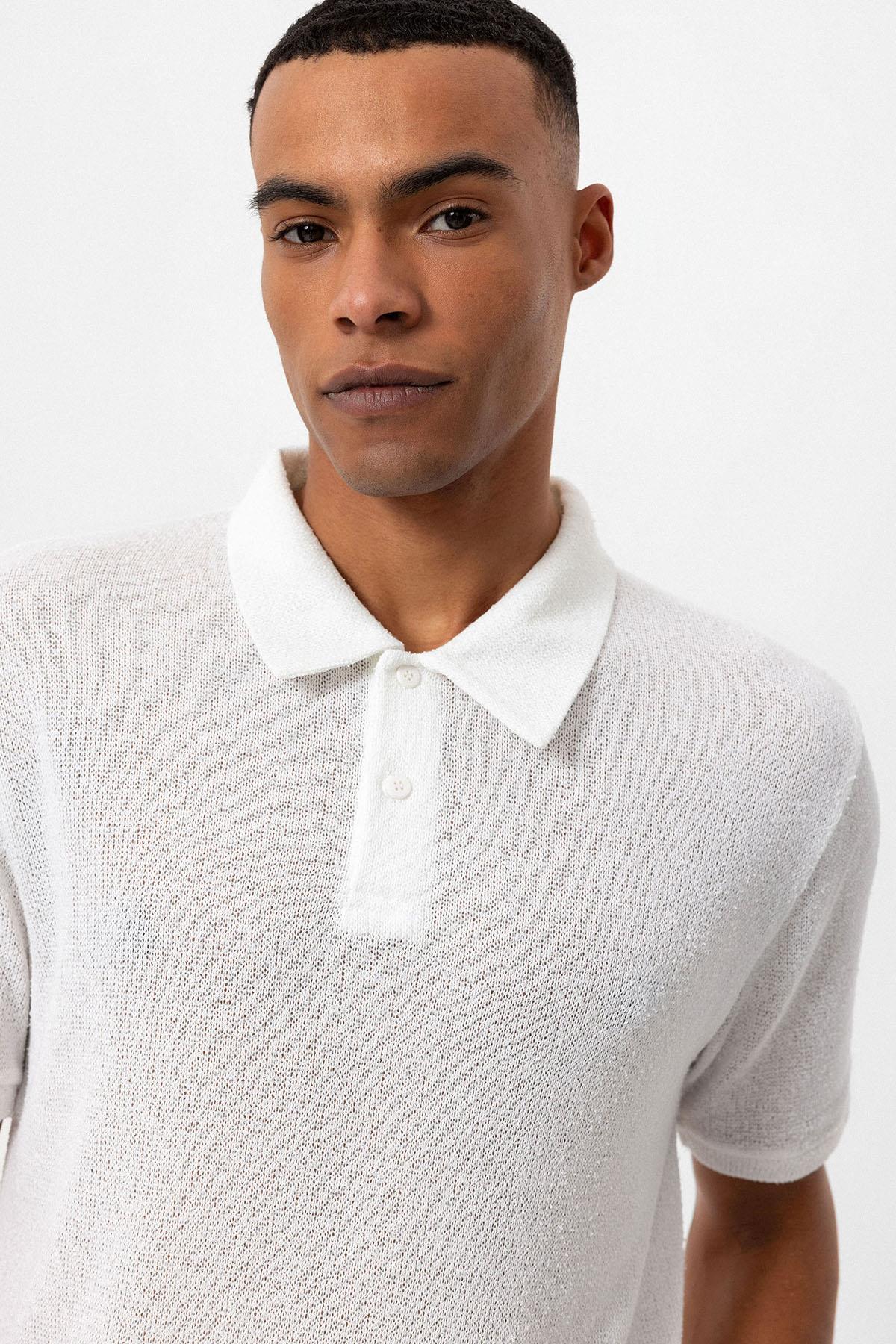 Antioch-Beyaz Polo Yaka örme Erkek T Shirt-T-Shirts-4-Milagron.com