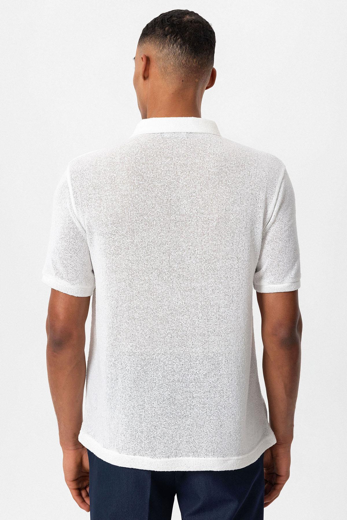 Antioch-Beyaz Polo Yaka örme Erkek T Shirt-T-Shirts-5-Milagron.com